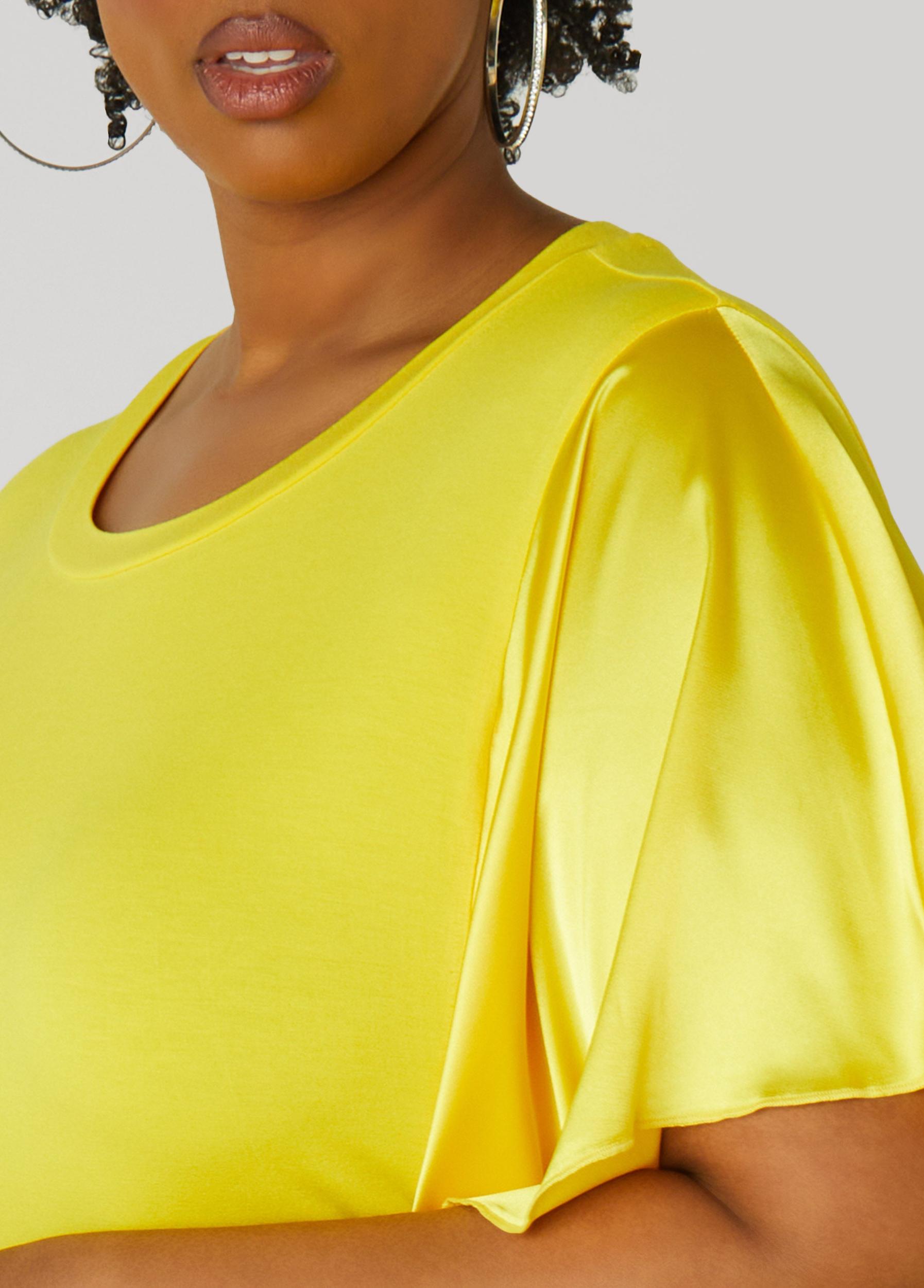 Satin Paneled Stretch Knit Tee Product Image