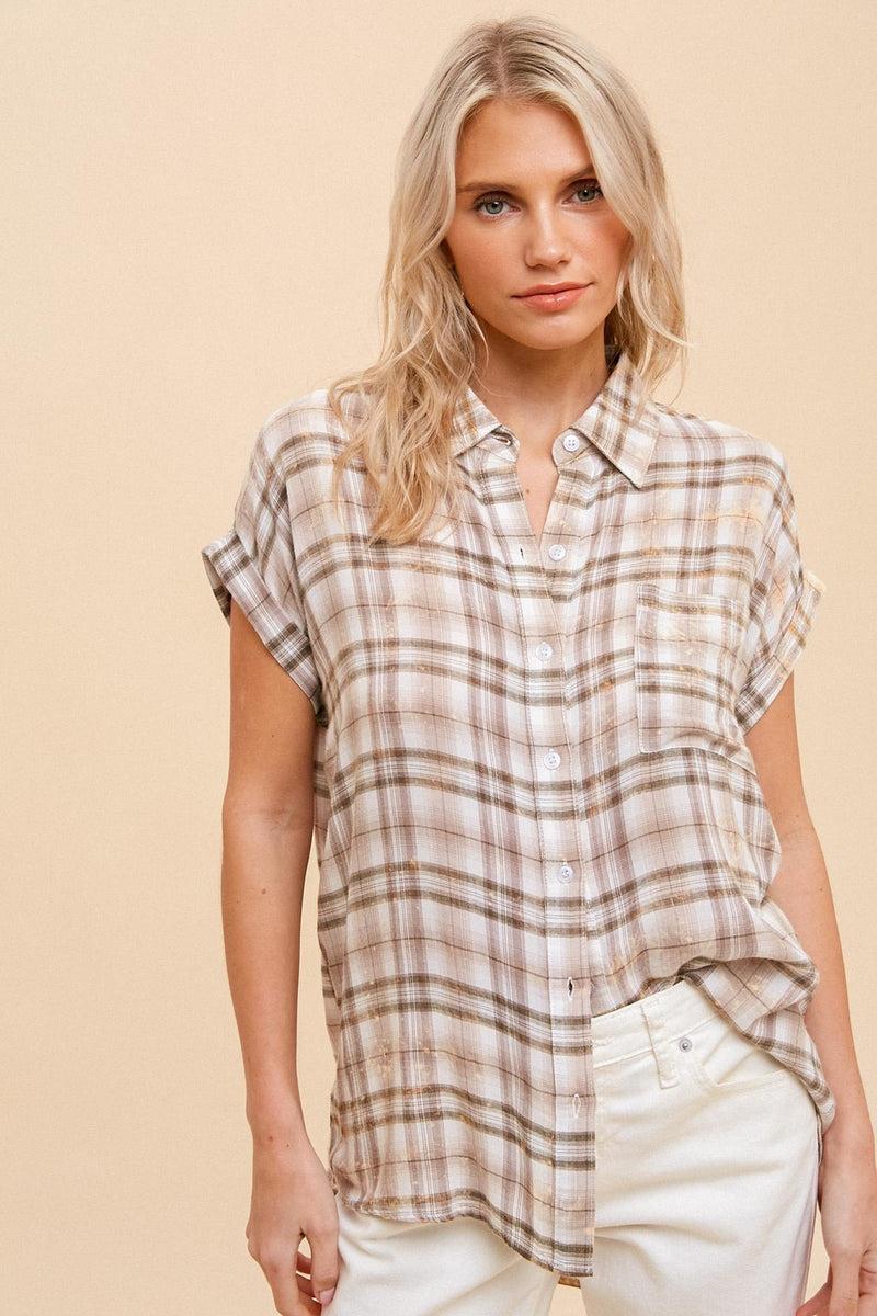 Khaki Plaid Shirt Product Image