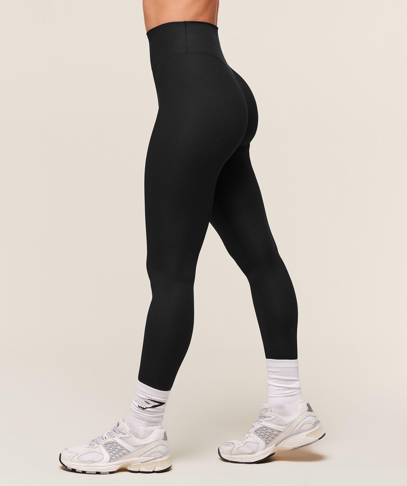 Gymshark Ribbed Contour Leggings - Black Female Product Image