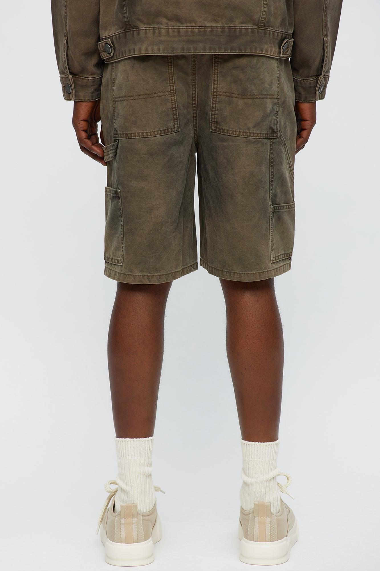 Worn Wild Distressed Relaxed Shorts - Brown Male Product Image