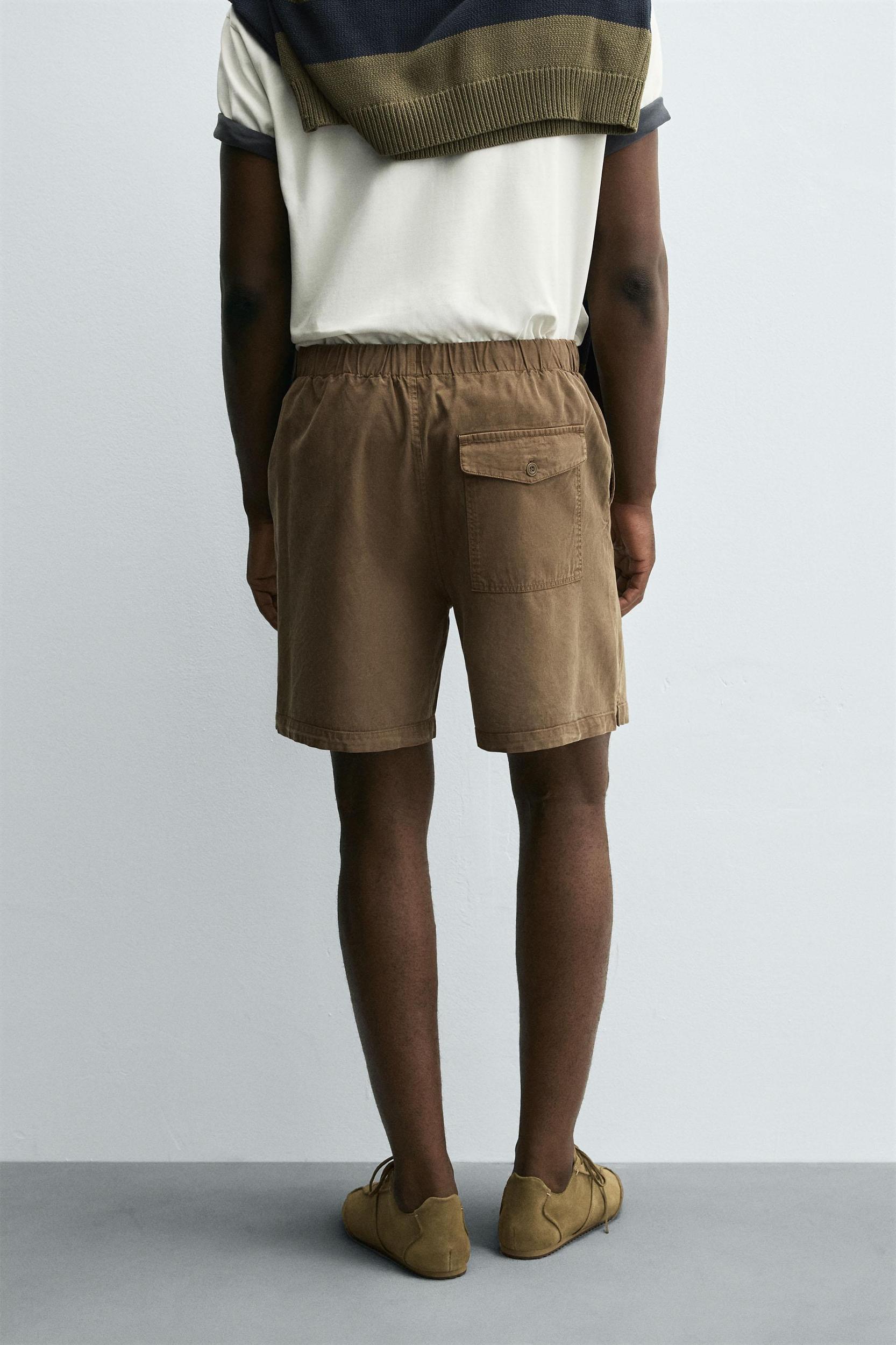 RELAXED FIT LYOCELL-COTTON SHORTS Product Image