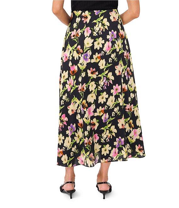 Vince Camuto Charmeuse Floral Midi Slip Skirt Product Image