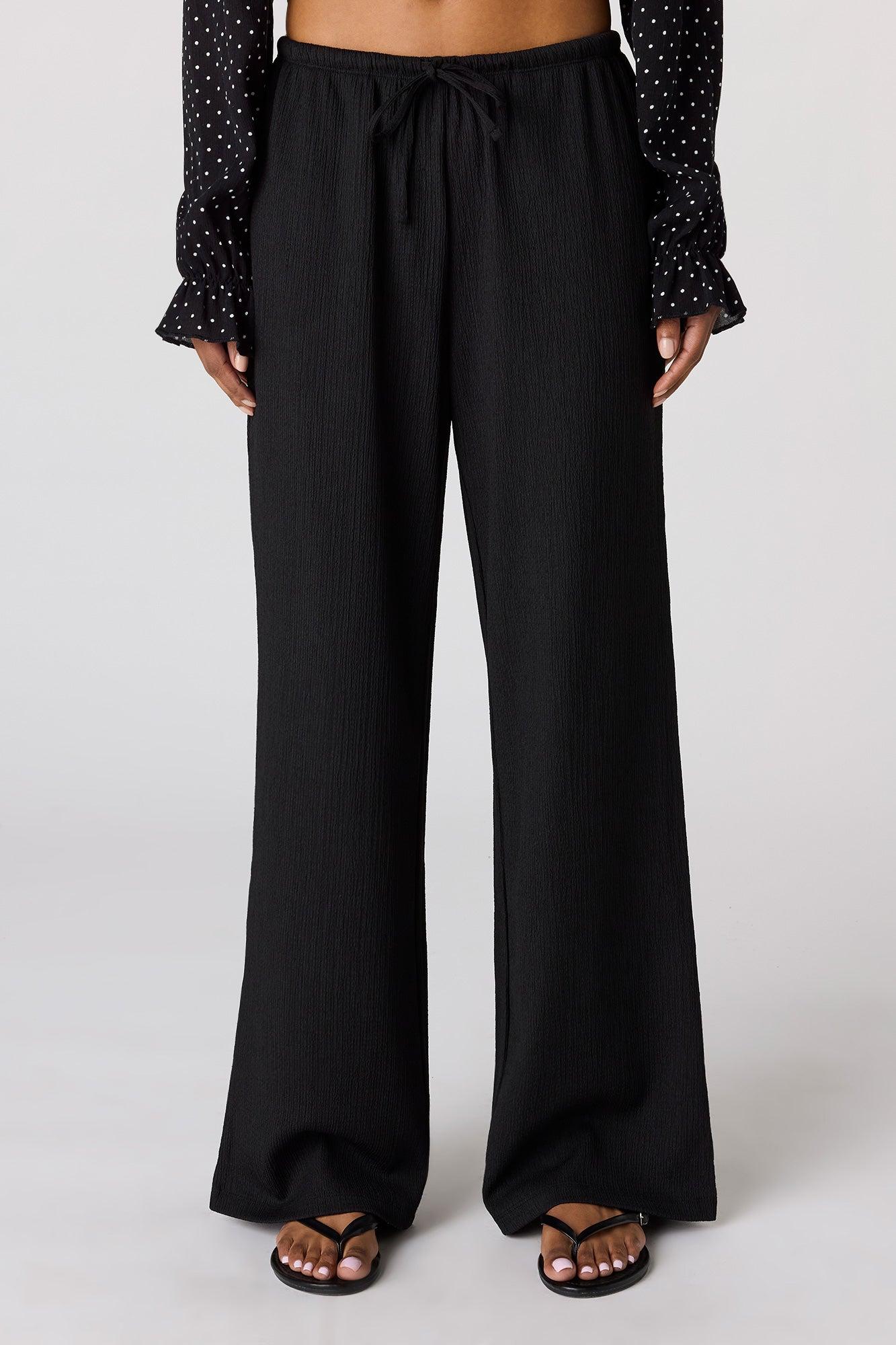 Textured Flowy Drawstring Dress Pant Female Product Image