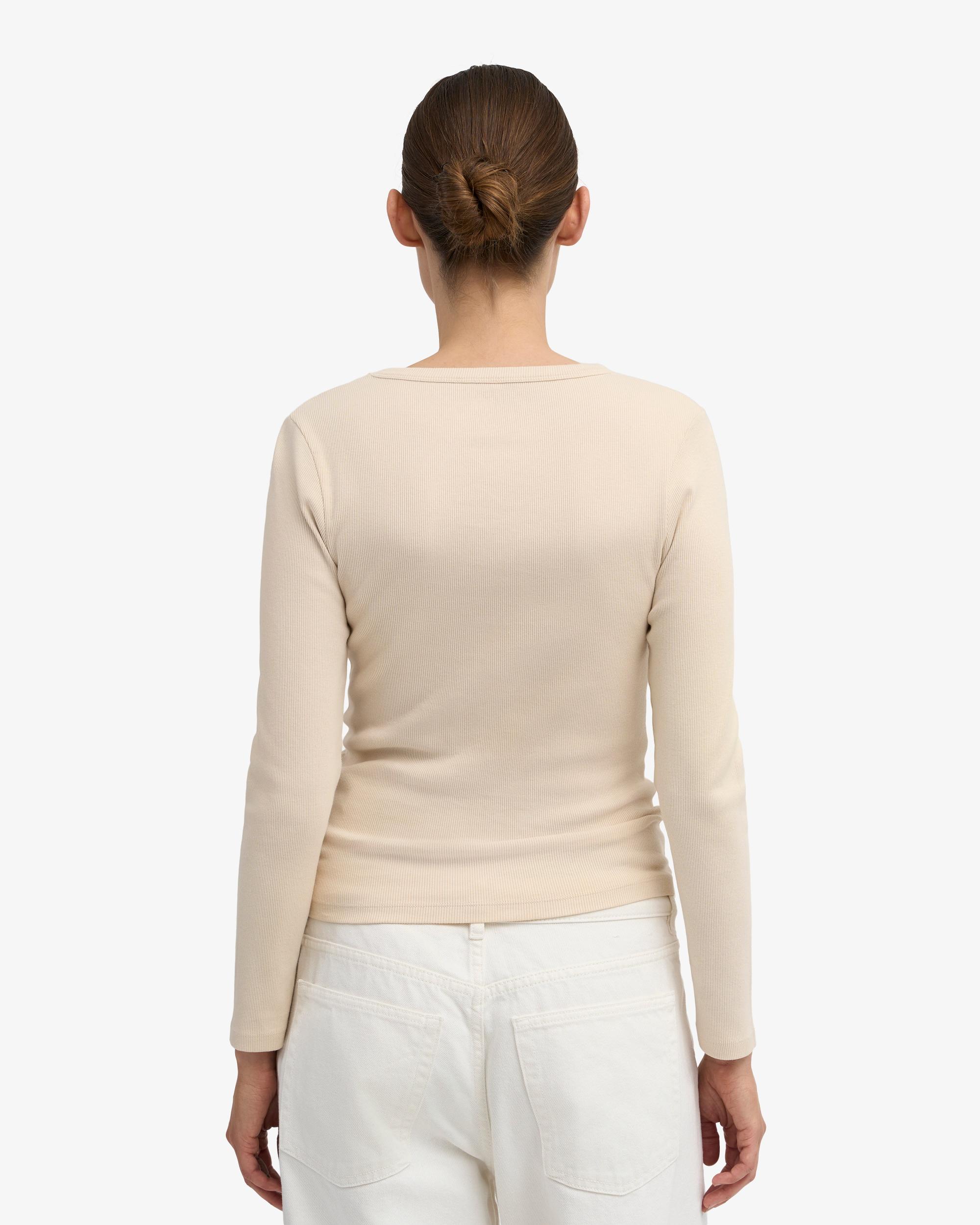Women Organic Rib LS T-Shirt - Ivory White Product Image