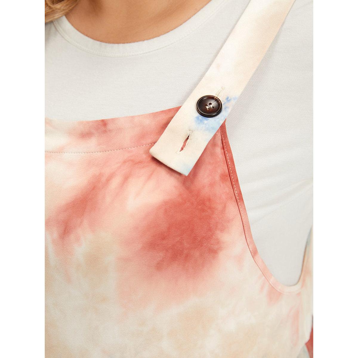 Plus Size Multicolor Tie Dye Pocket Button Adjustable Straps Jumpsuit Women Casual Sleeveless Spaghetti Strap Dailywear Loose Jumpsuits BloomChic 26/4X Product Image