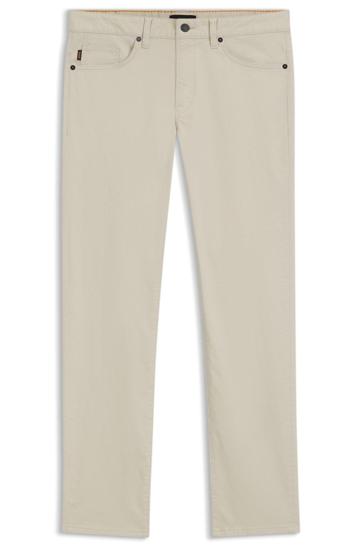 BOSS - Slim-fit pants in washed stretch cotton - Light Beige Product Image