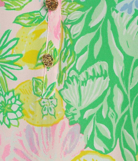 Lilly Pulitzer Elsa Multi Bright Delight Patch Print Split V-Neck Long Sleeve Blouse Product Image