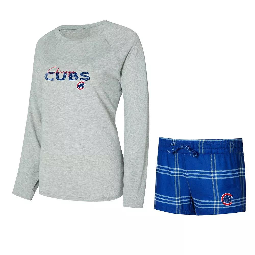 Women's Concepts Sport Chicago Cubs Petition Long Sleeve Top and Short Set, Size: Large, Blue Product Image