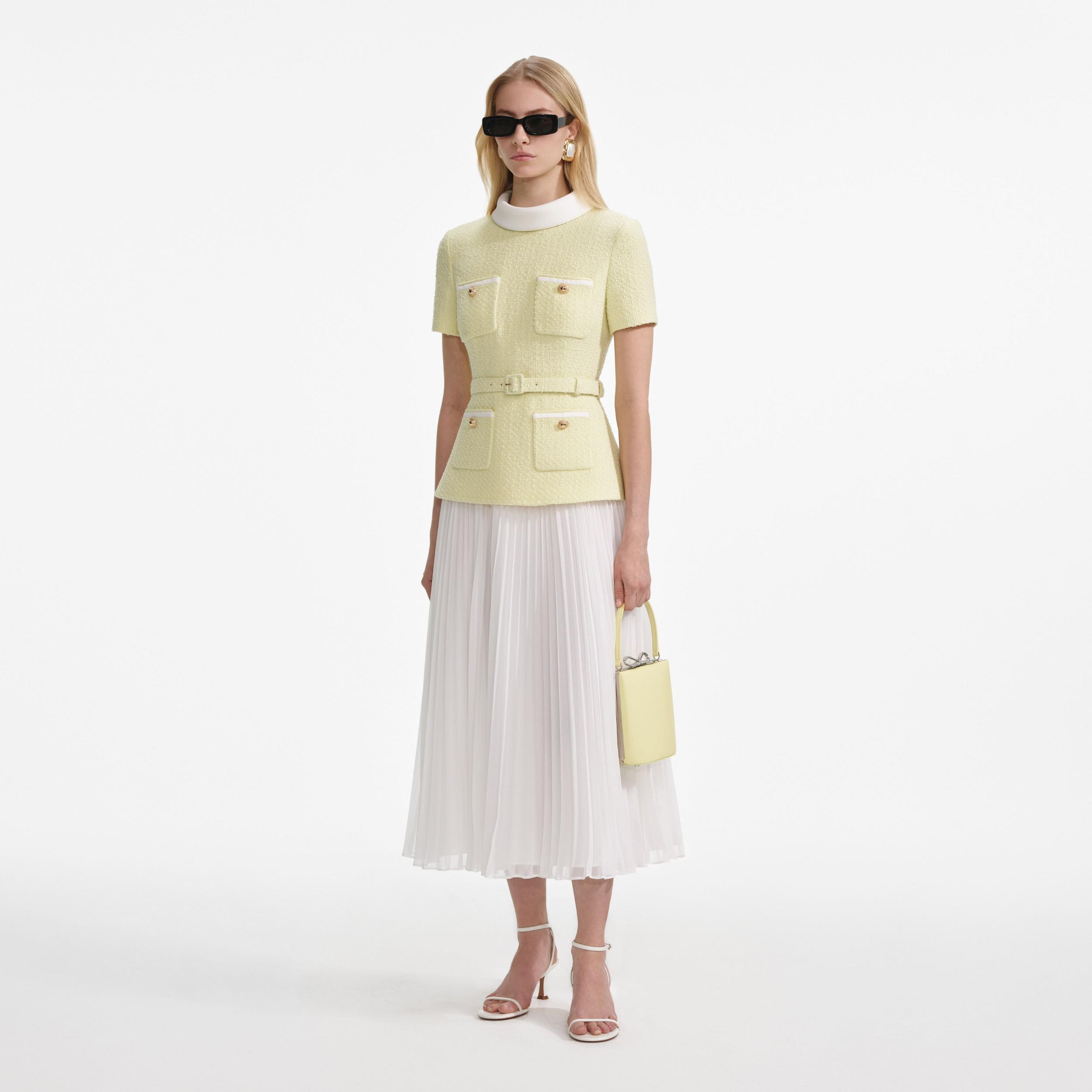 Yellow Boucle Midi Dress Product Image