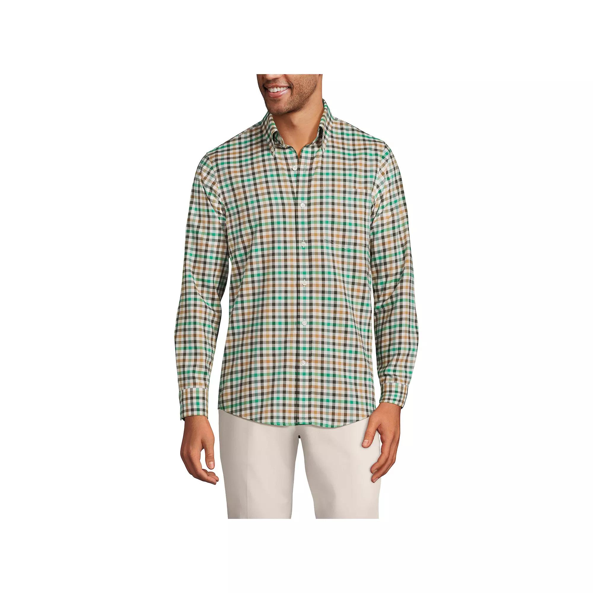 Men's Lands' End Tailored Fit No Iron Twill Long Sleeve Shirt,  Product Image