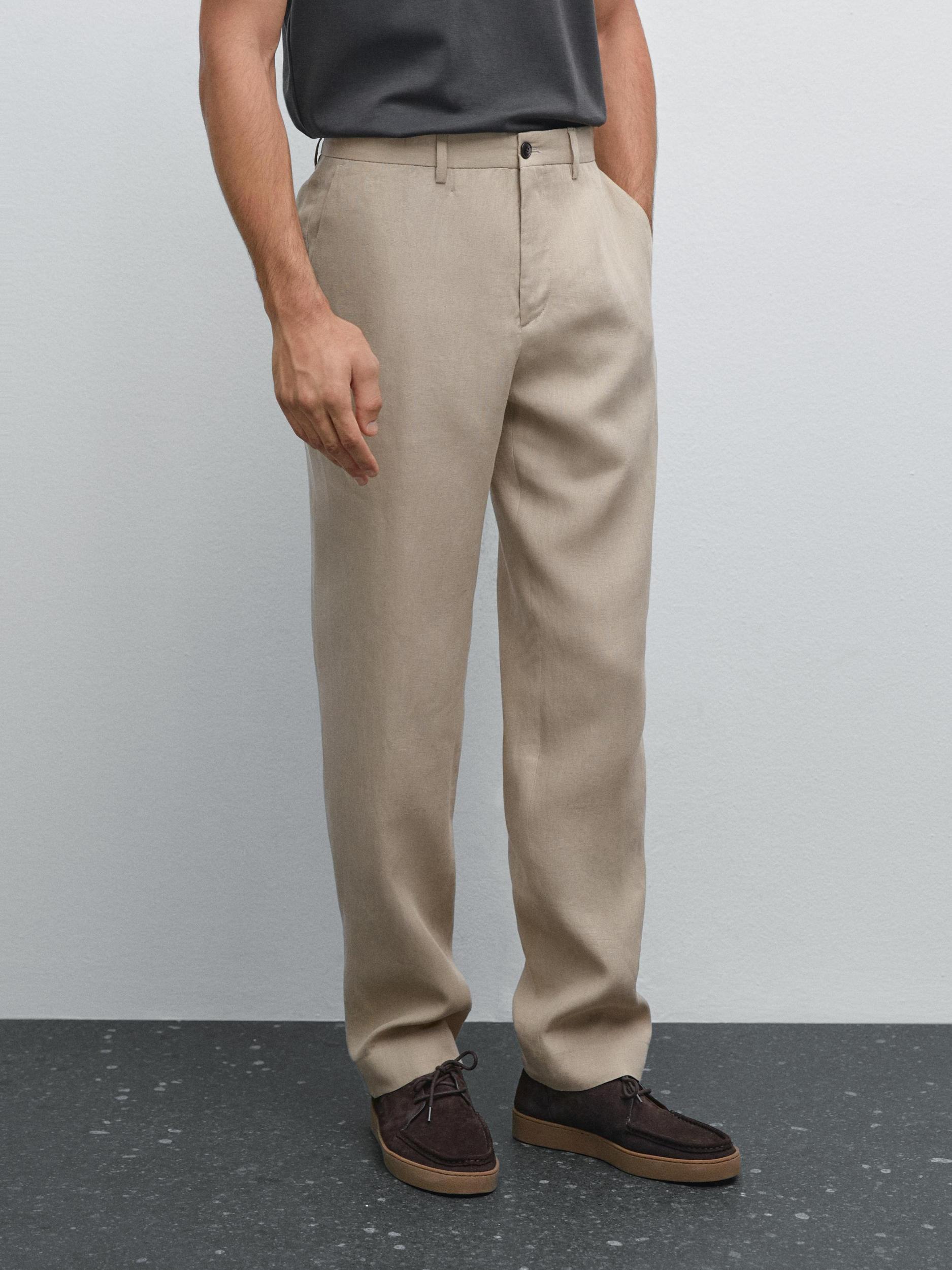 Flowing 100% linen trousers Product Image