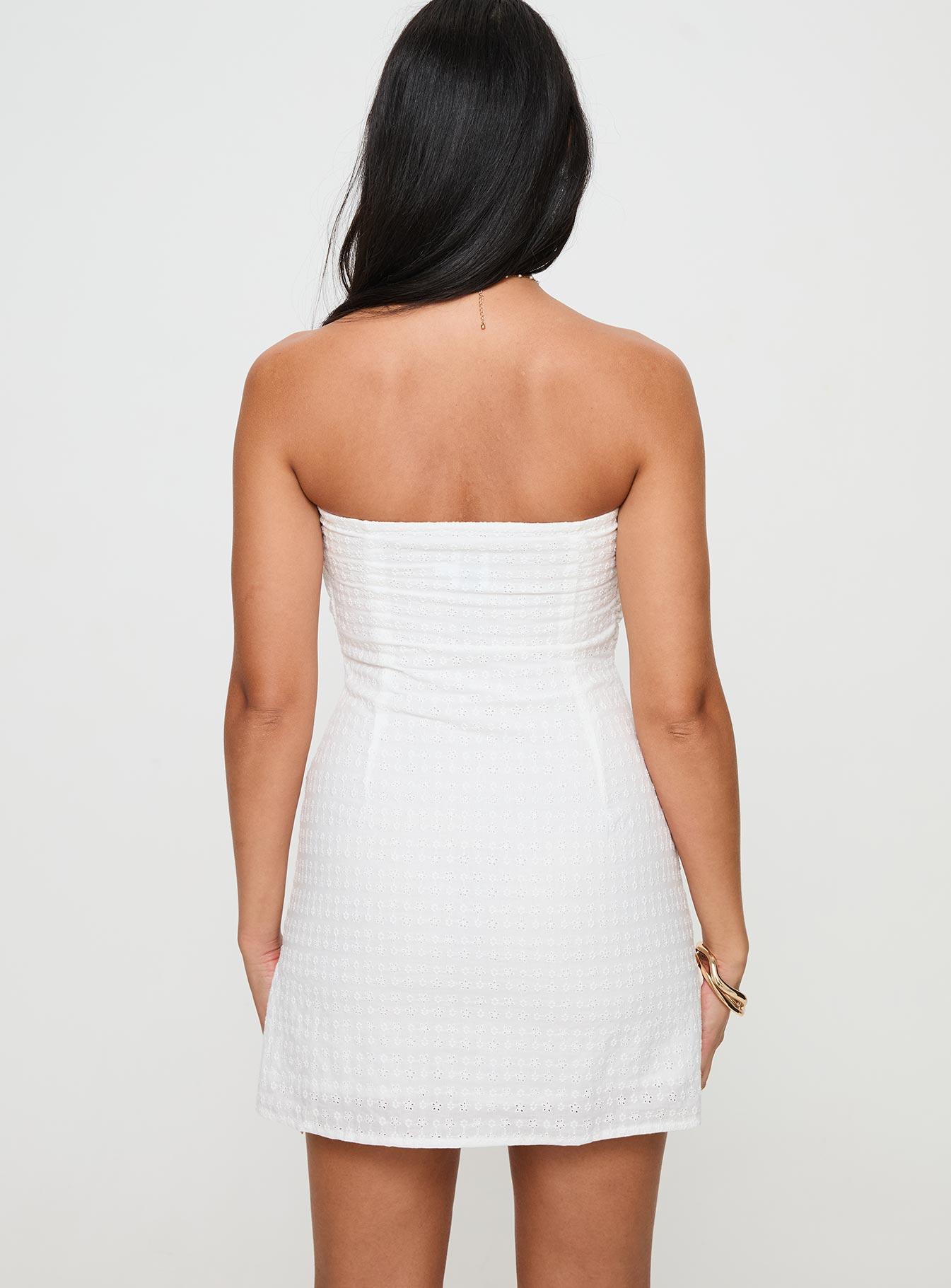 Irena Broderie Strapless Mini Dress White Product Image