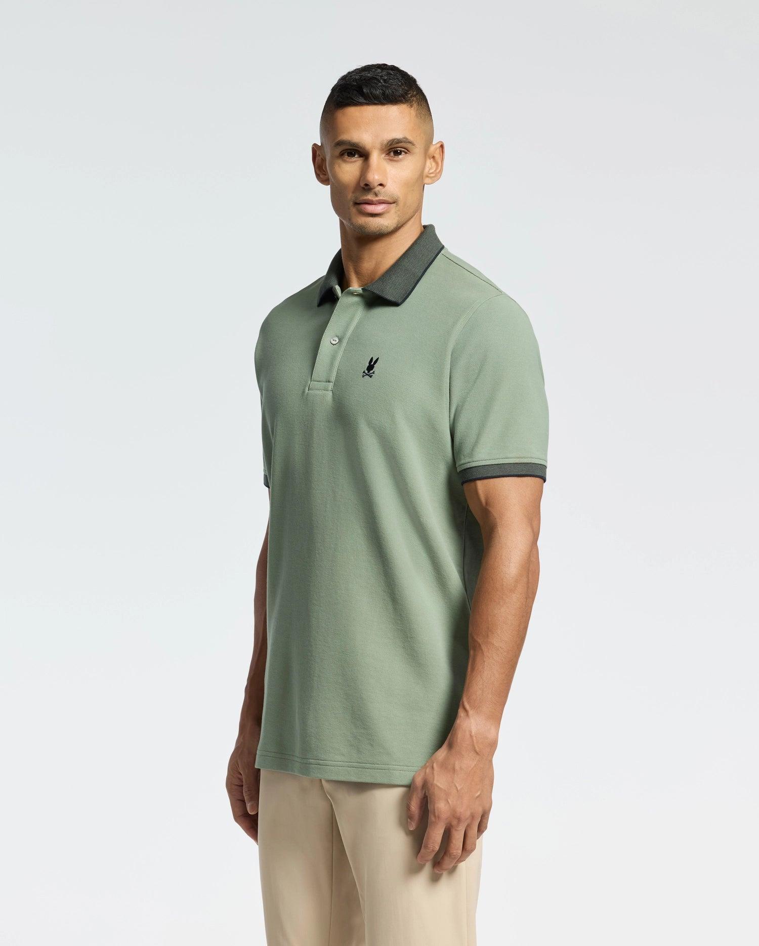 MENS JONAS STRIPE COLLAR PIQUE POLO - B6K583F200 Product Image