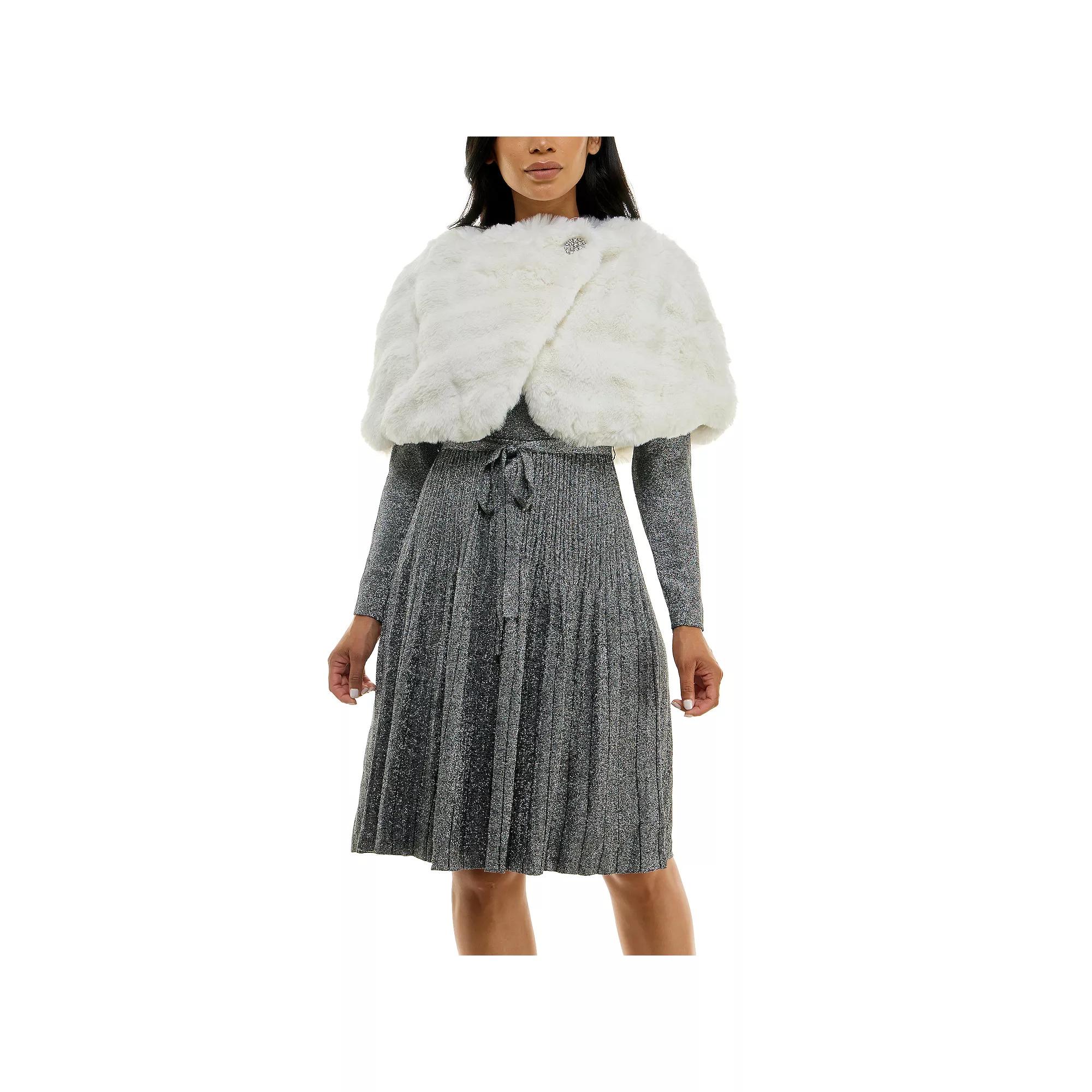 Women's Nina Leonard Faux Fur Caplet, Size: XL, Ivory Product Image