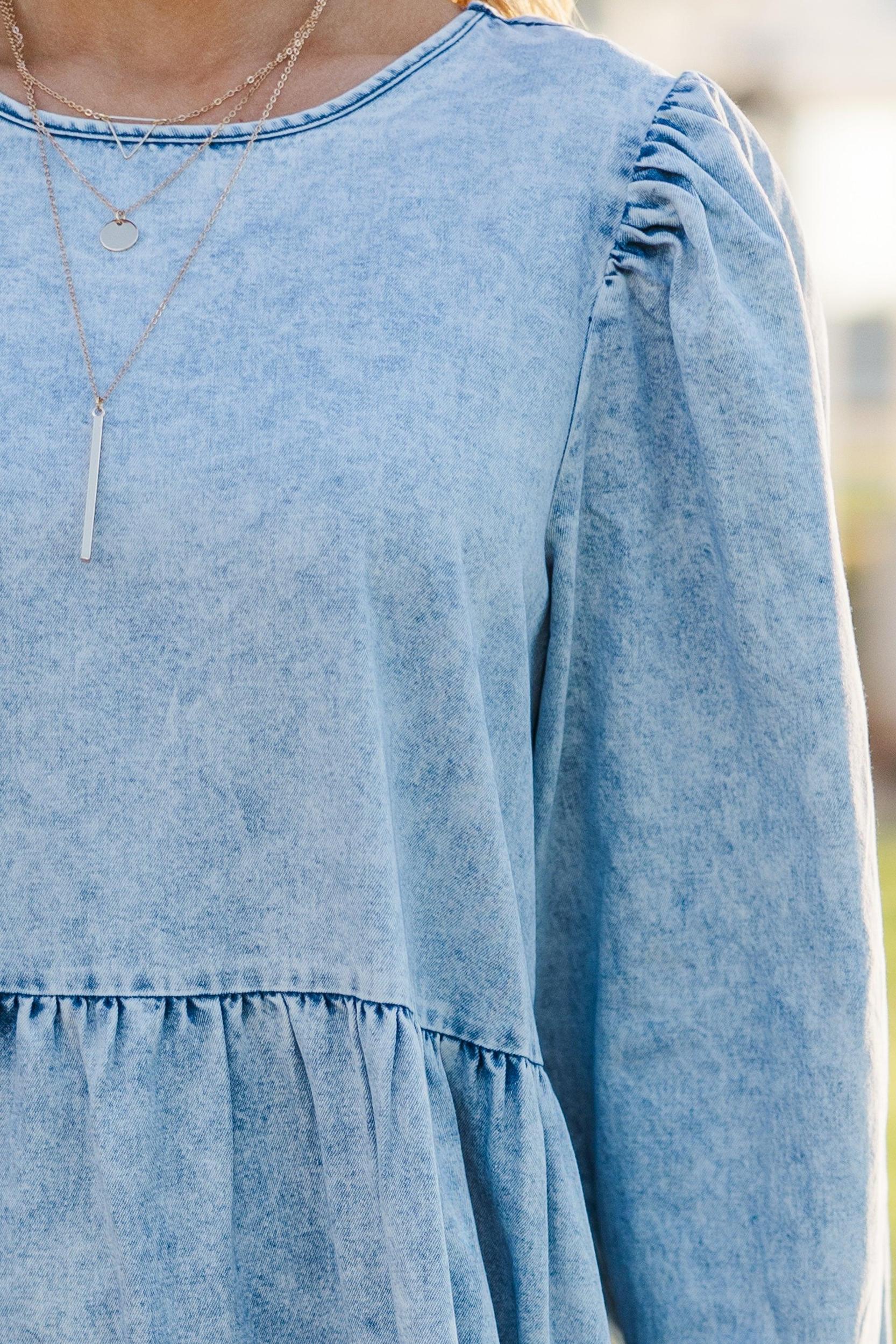 Take Your Chance Denim Blue Midi Dress Female Product Image