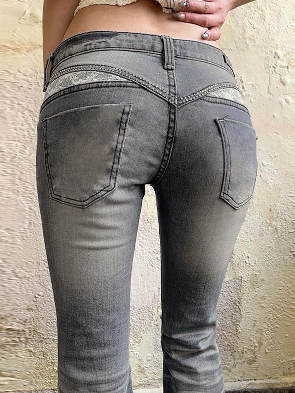 Vintage Niche Lace Flare Jeans Product Image