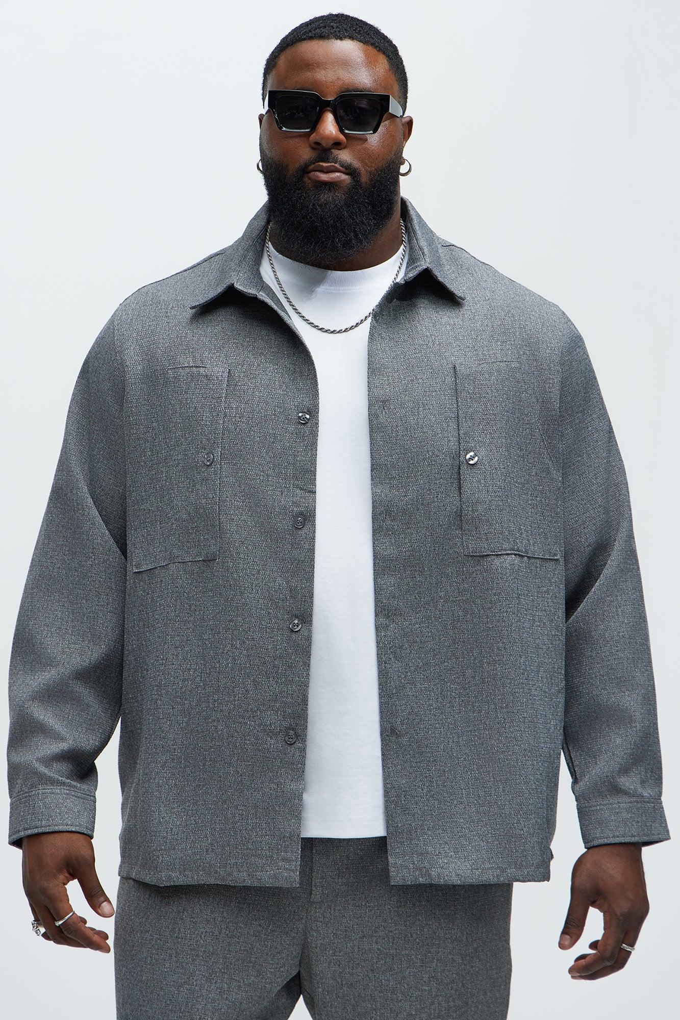 Kerr Textured Button Up Shirt - Grey Product Image