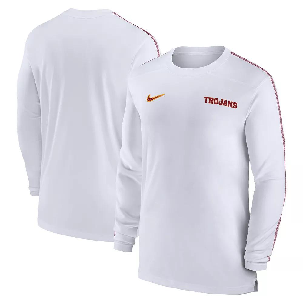 Men's Nike White USC Trojans 2024 Sideline Coach UV Performance Long Sleeve T-Shirt, Size: 2XL Product Image