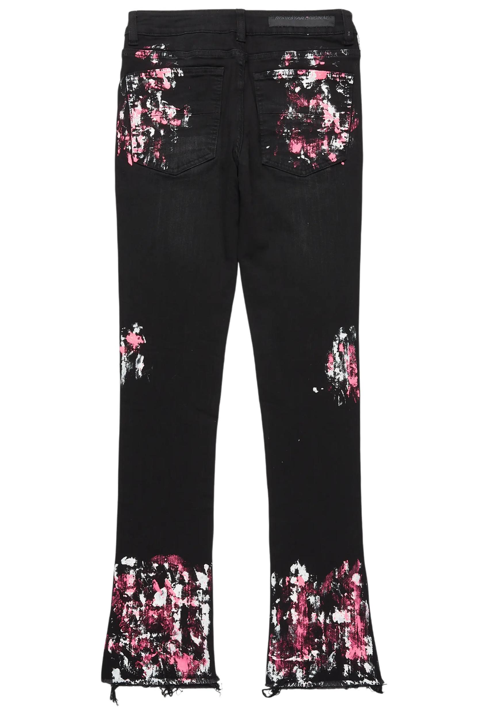 Kodak Black/Pink Painter Stacked Flare Jean Male Product Image