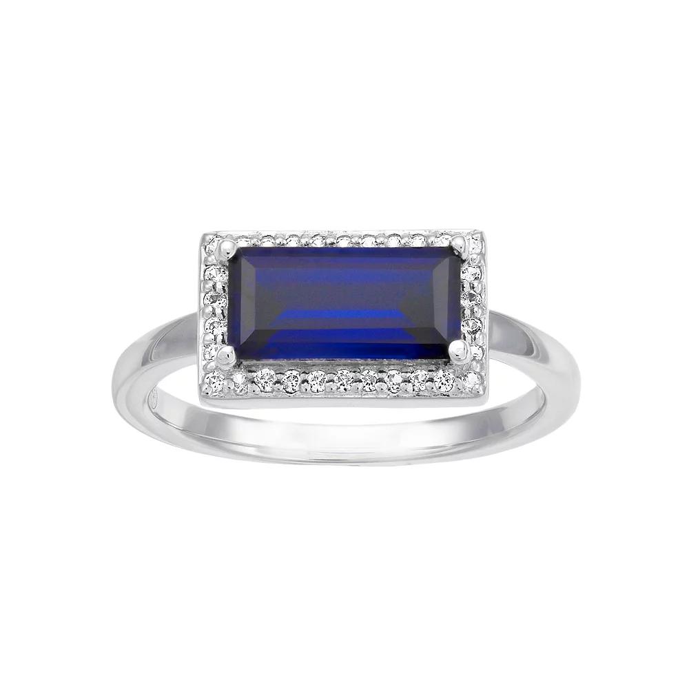 Sterling Silver Lab-Created Blue & White Sapphire Ring, Women's, Size: 7 Product Image