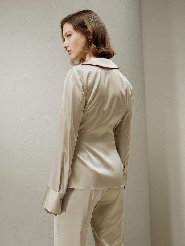 Silk Wrap Tie Waist Blazer Product Image