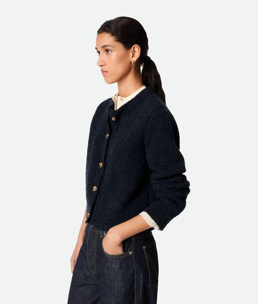 Women's Wool Boucle Cardigan in Navy Product Image