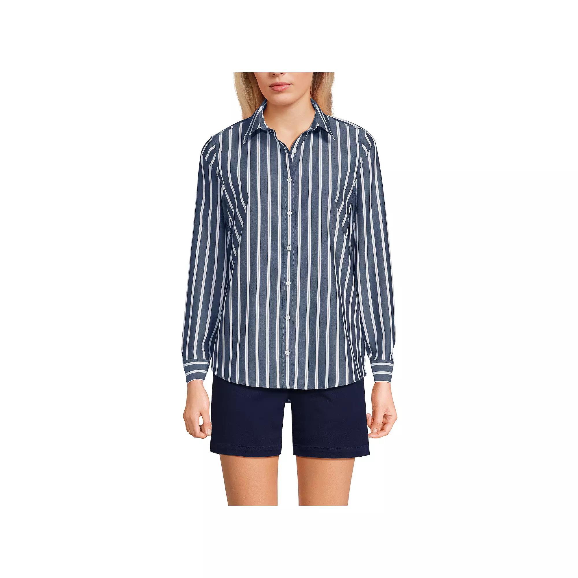 Women's Lands' End No-Iron Long Sleeve Supima Cotton Shirt,  Product Image