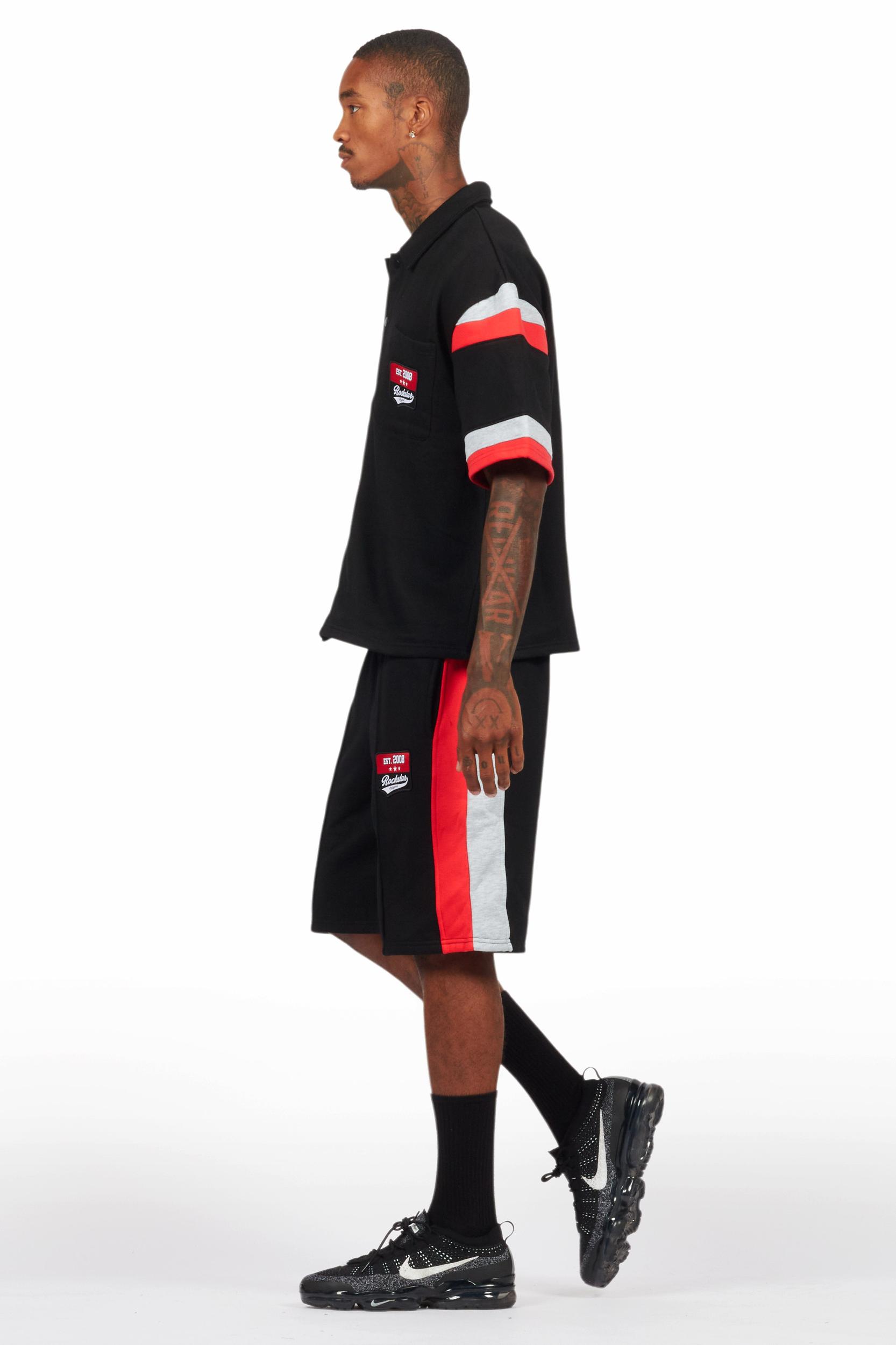 Zavid Black Button Up T-Shirt/Short Set Male Product Image