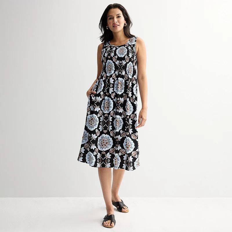 Petite Croft & Barrow® Smocked Midi Dress, Women's,  Product Image
