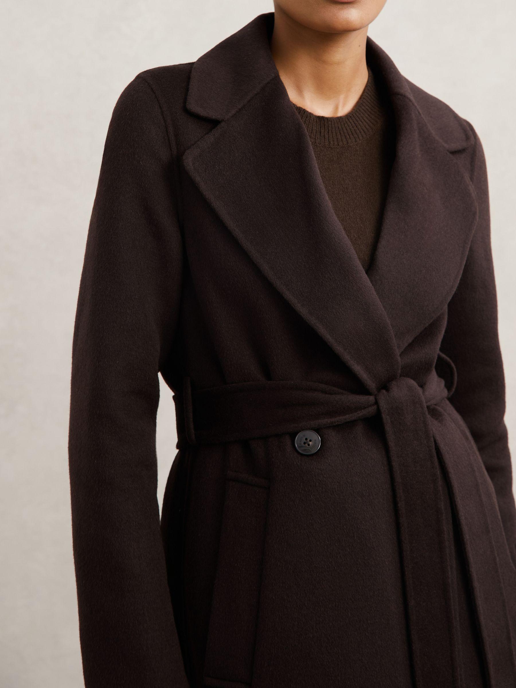 Petite Faux-Fur Collar Blindseam Coat Wool-Blend in Chocolate Brown Product Image