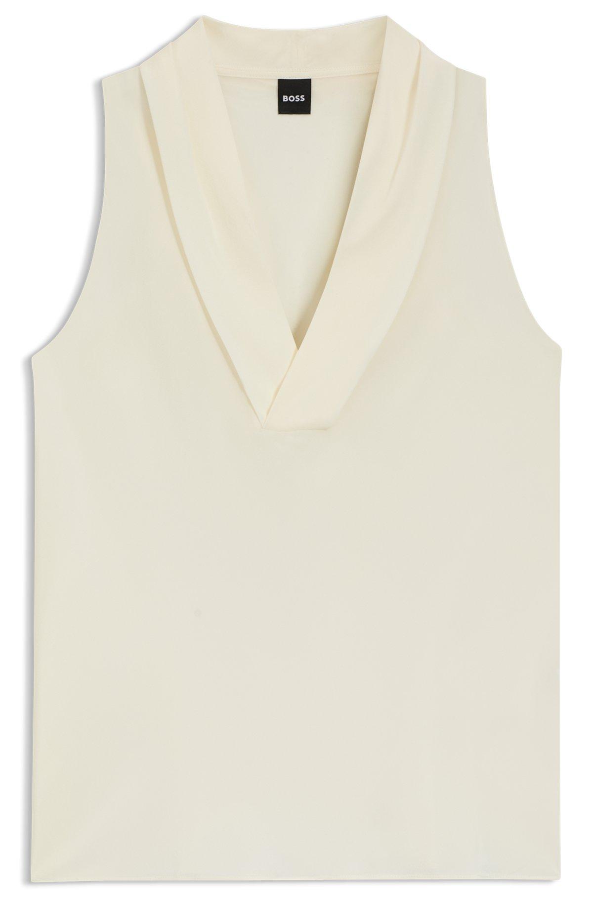 Sleeveless blouse in sandwashed silk with V neckline Product Image