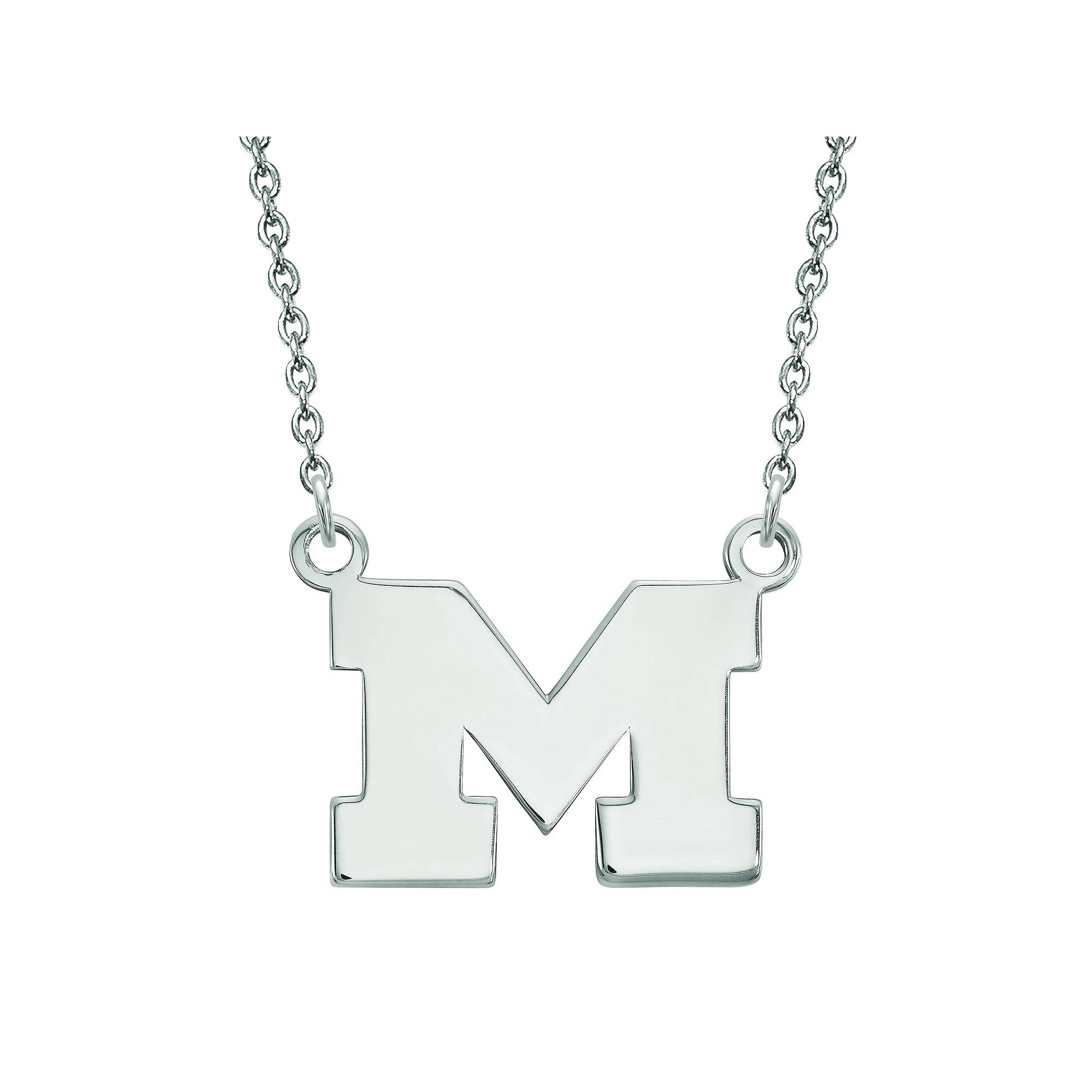 LogoArt Sterling Silver Michigan Wolverines Small Pendant with Necklace, Women's, Size: 18 mm Product Image