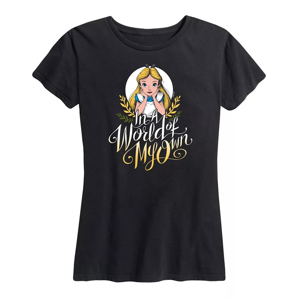 Disney's Alice in Wonderland Women's In A World Of My Own Graphic Tee, Girl's, Size: XL, Black Product Image