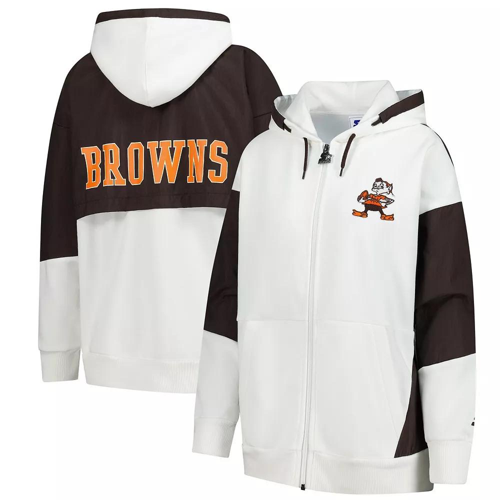 Women's Starter White Cleveland Browns Scrimmage Full-Zip Hoodie, Size: 2XL Product Image