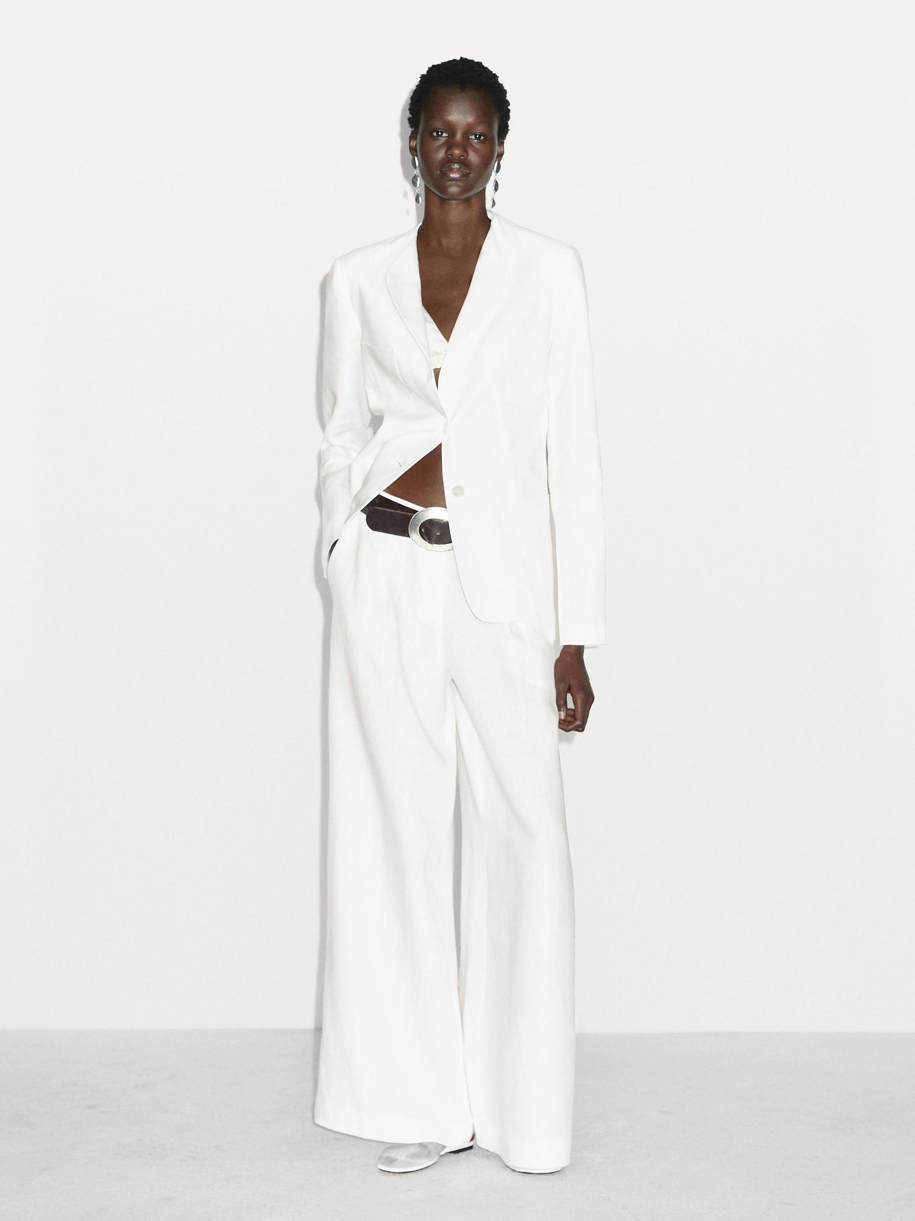 100% linen darted suit trousers Product Image