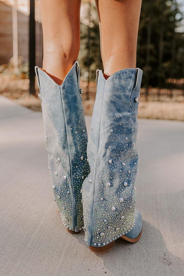 The Salute Embellished Denim Cowboy Boot Product Image