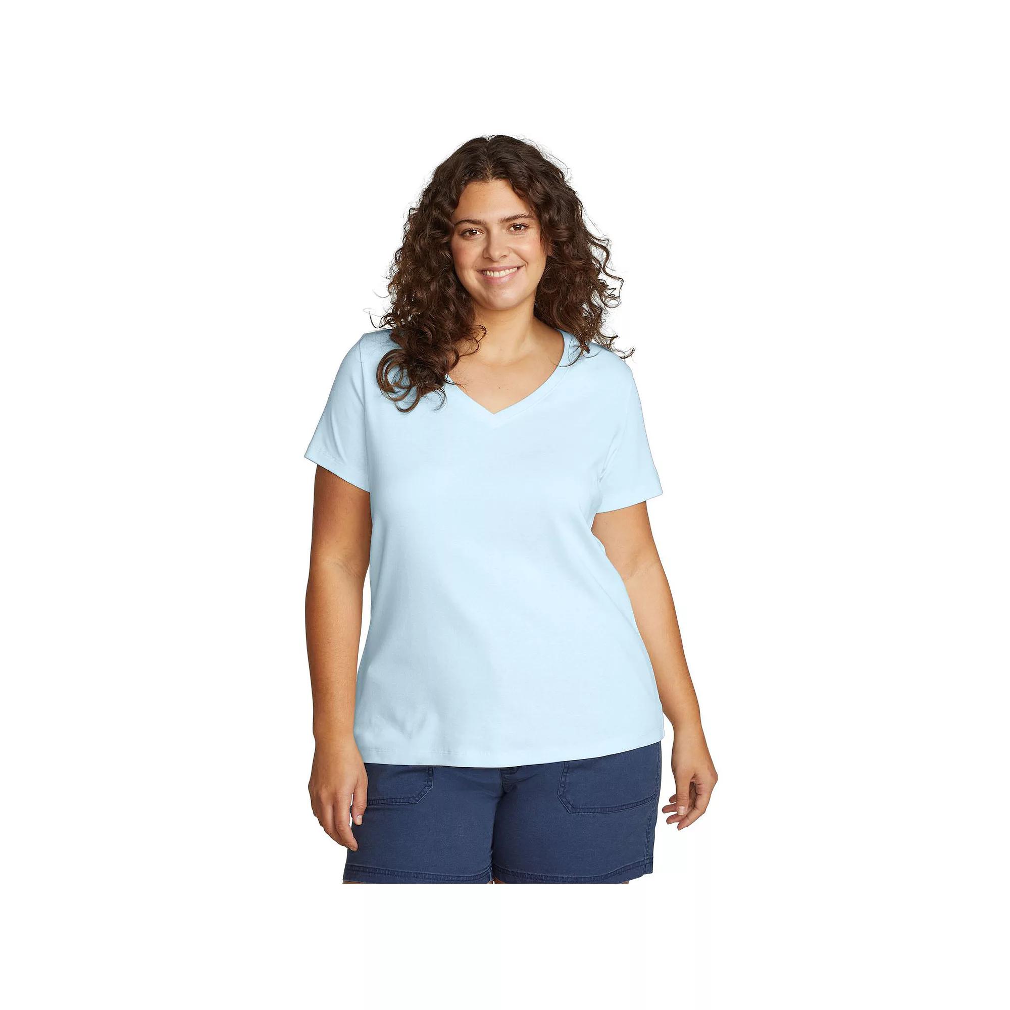 Plus Size Eddie Bauer Short Sleeve Favorite V-Neck Tee, Women's, Size: 1XL, Pale Blue Product Image
