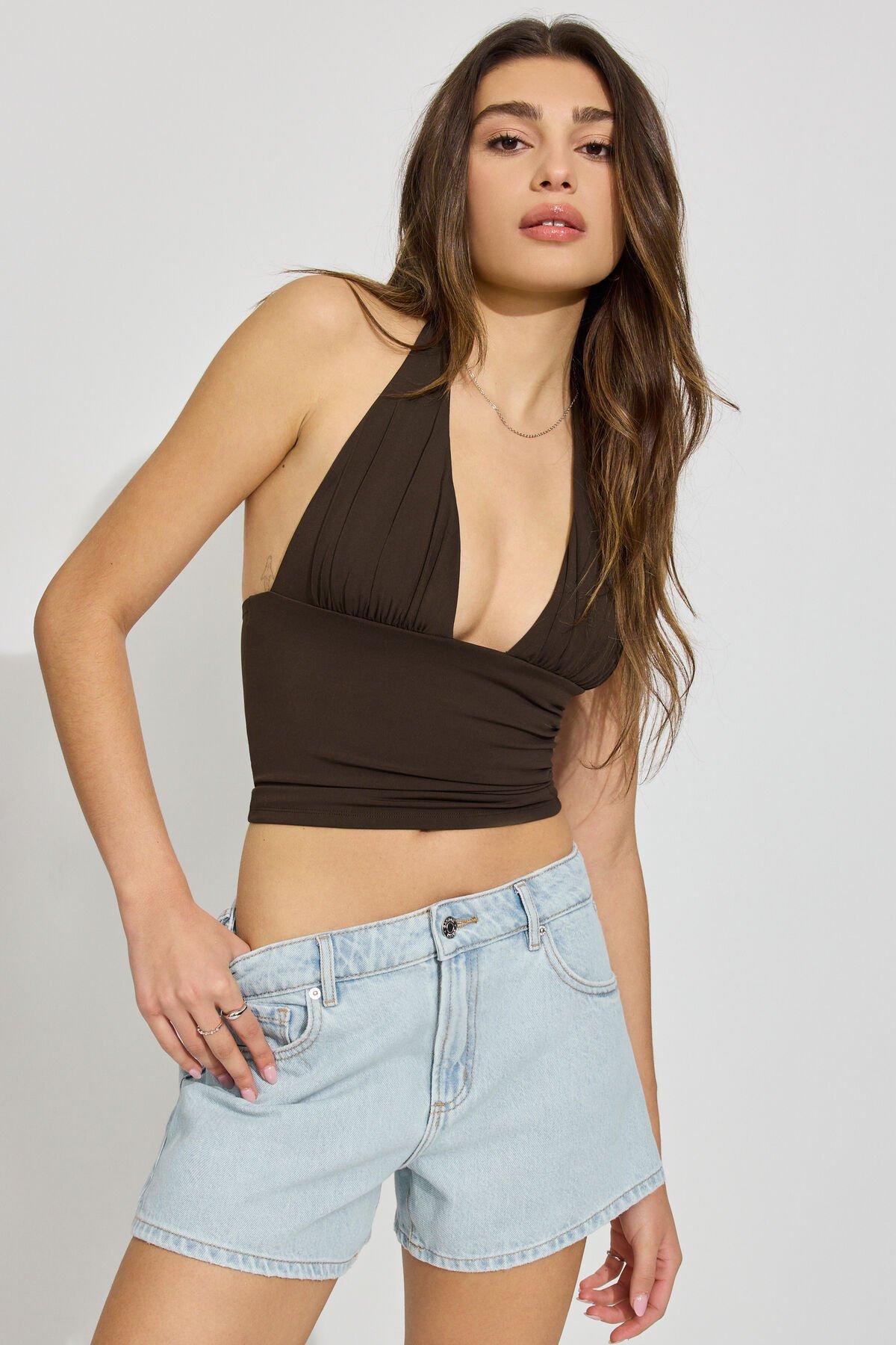 Denim Relaxed A-Line Shorts Product Image