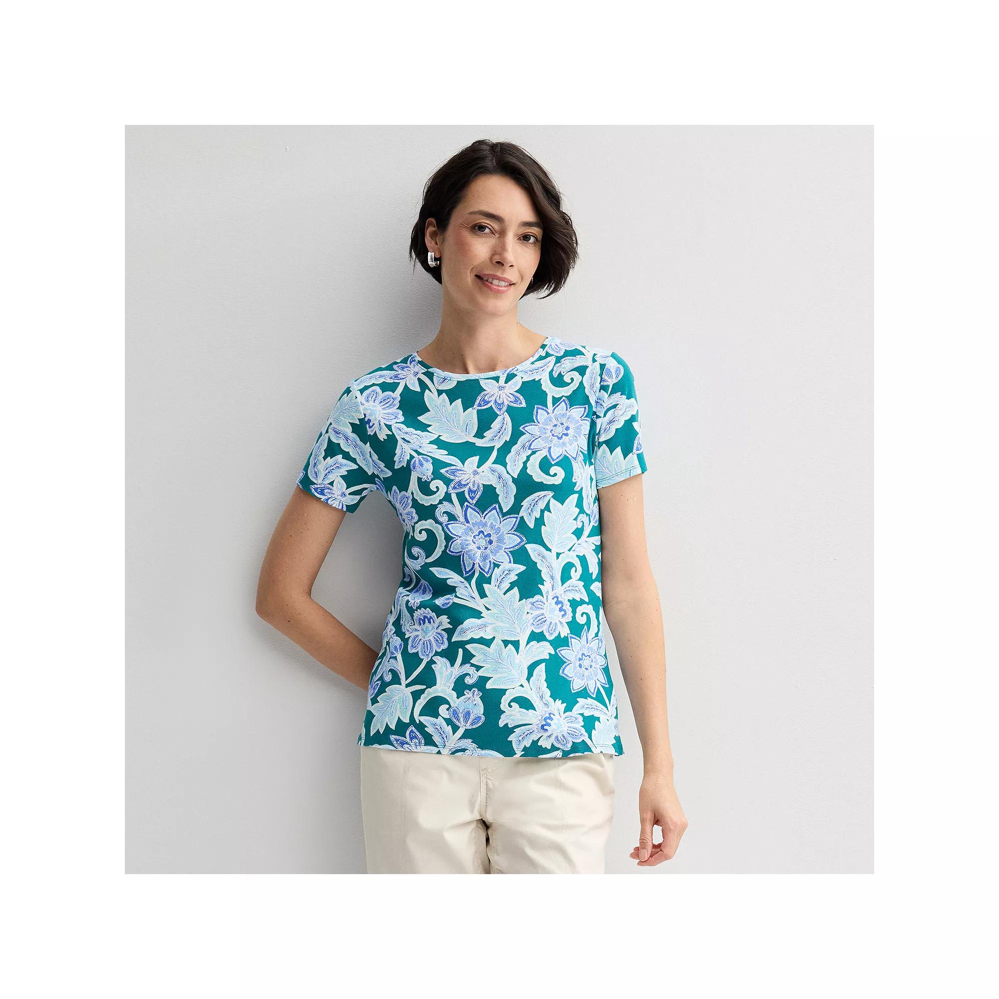 Petite Croft & Barrow® Essential Crewneck Tee, Women's,  Product Image