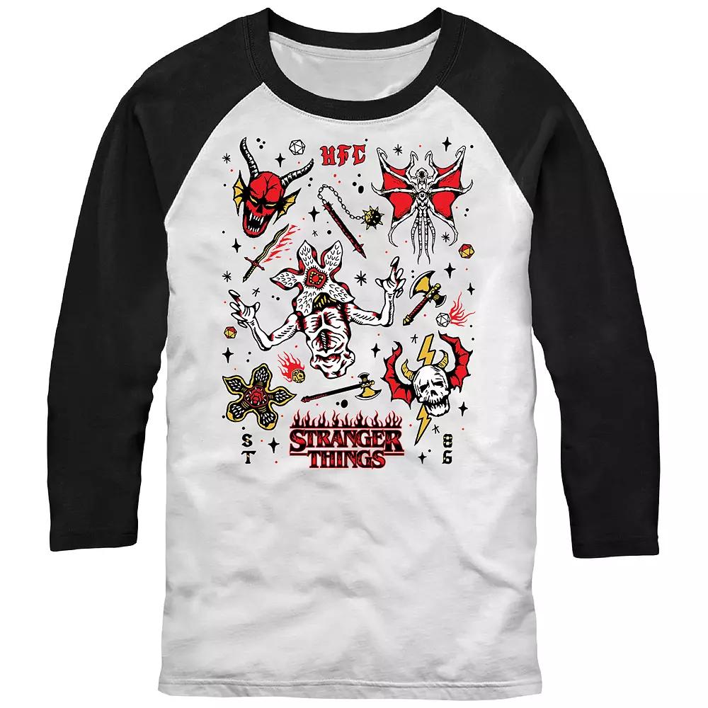 Men's Stranger Things Stranger Flash Sheet Monsters Raglan Graphic Tee,  Product Image