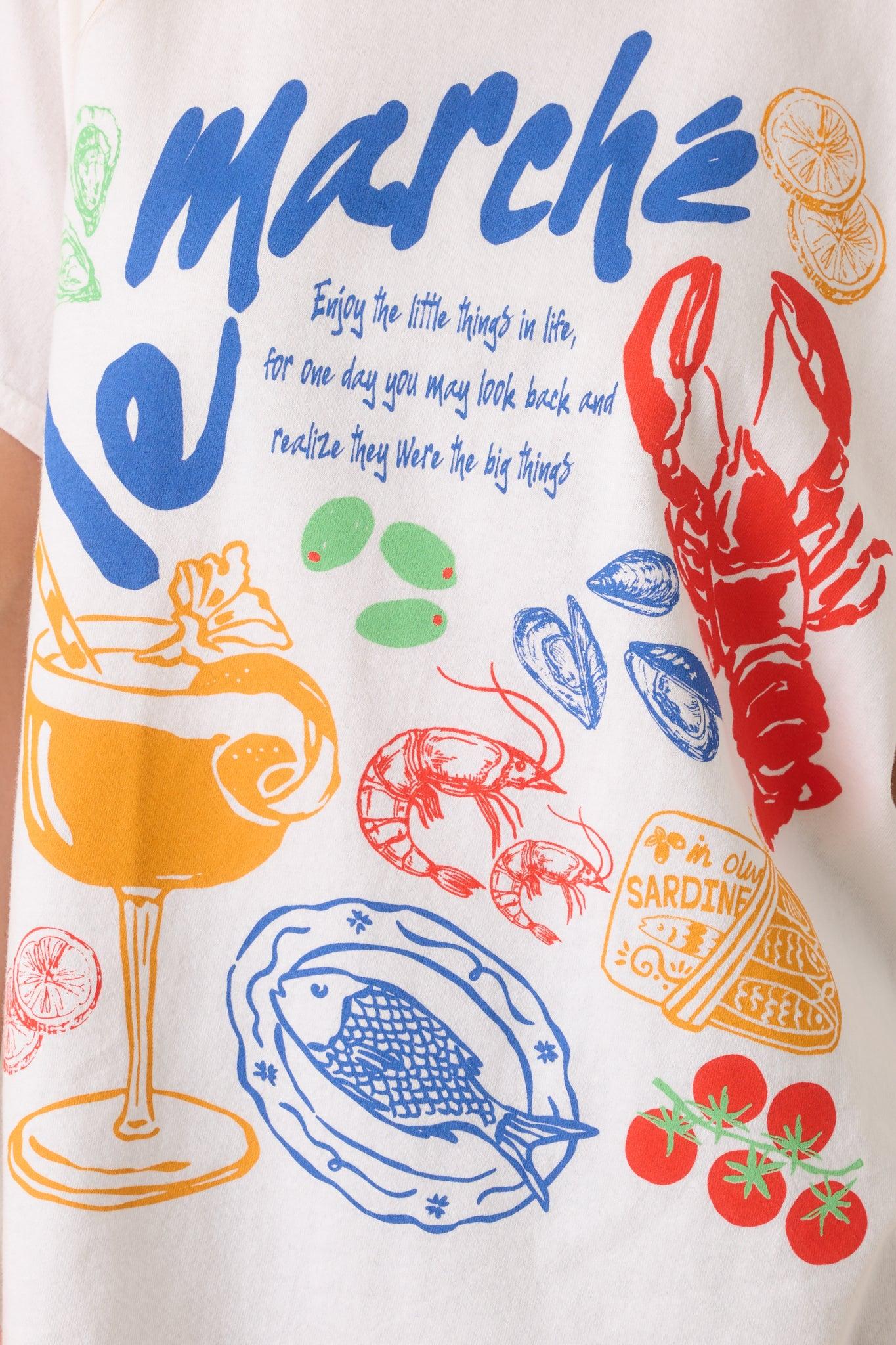 A Taste Of The Coast White Cotton Coastal Graphic Tee Product Image