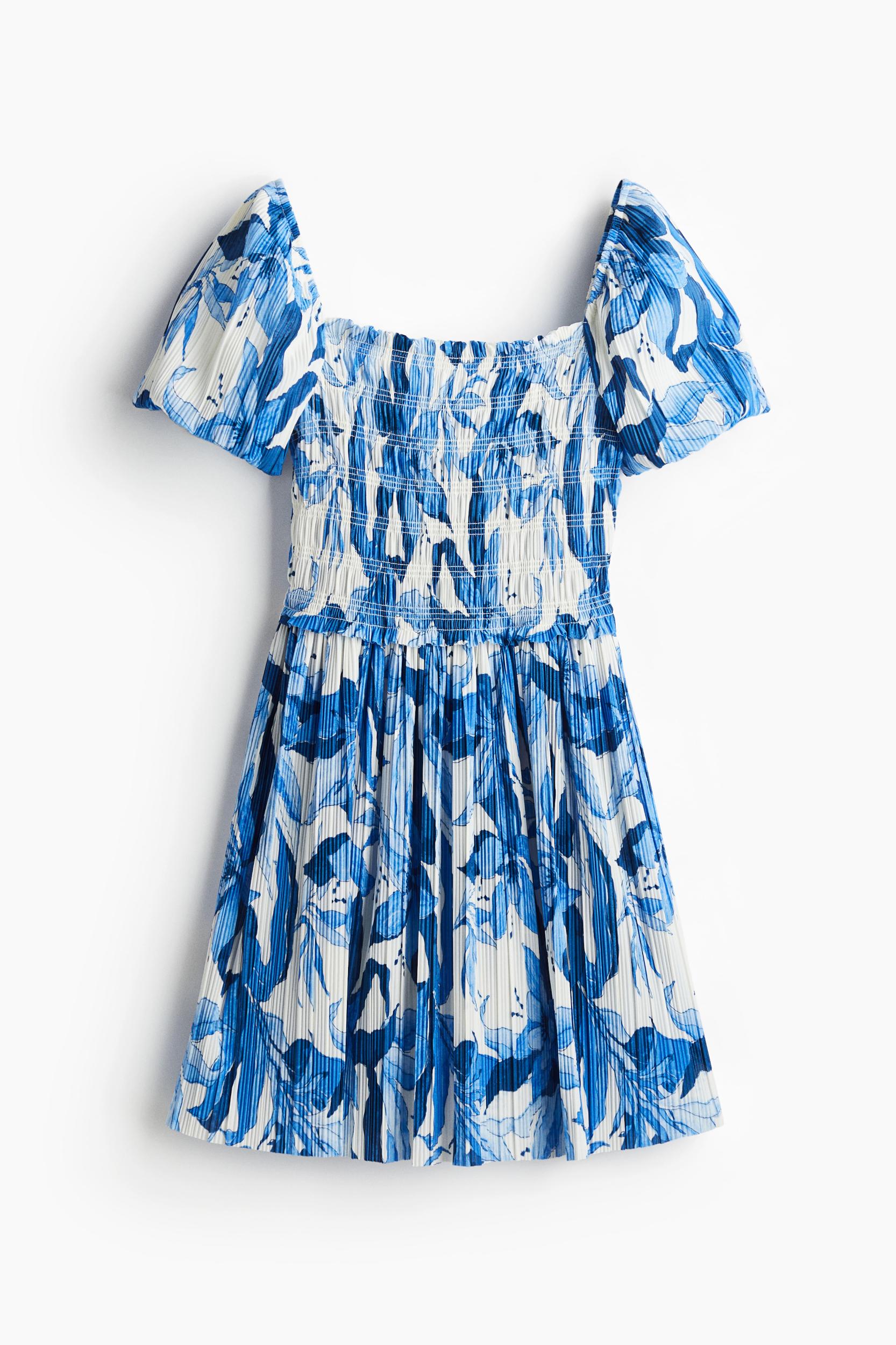 Smocked-Bodice Crinkled Dress Product Image