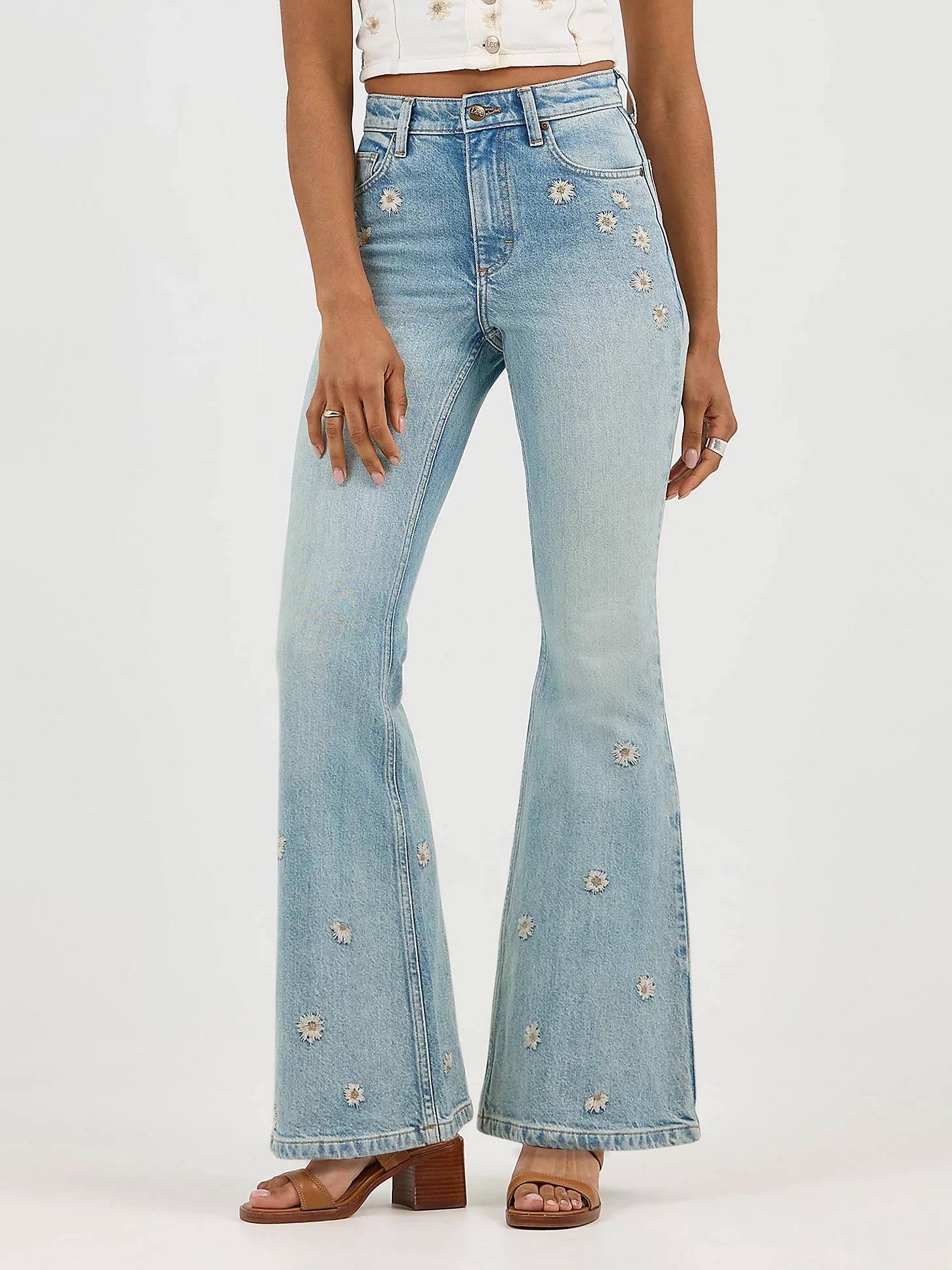 Women's High Rise Daisy Print Flare Jean | Women's Jeans | Lee® Product Image
