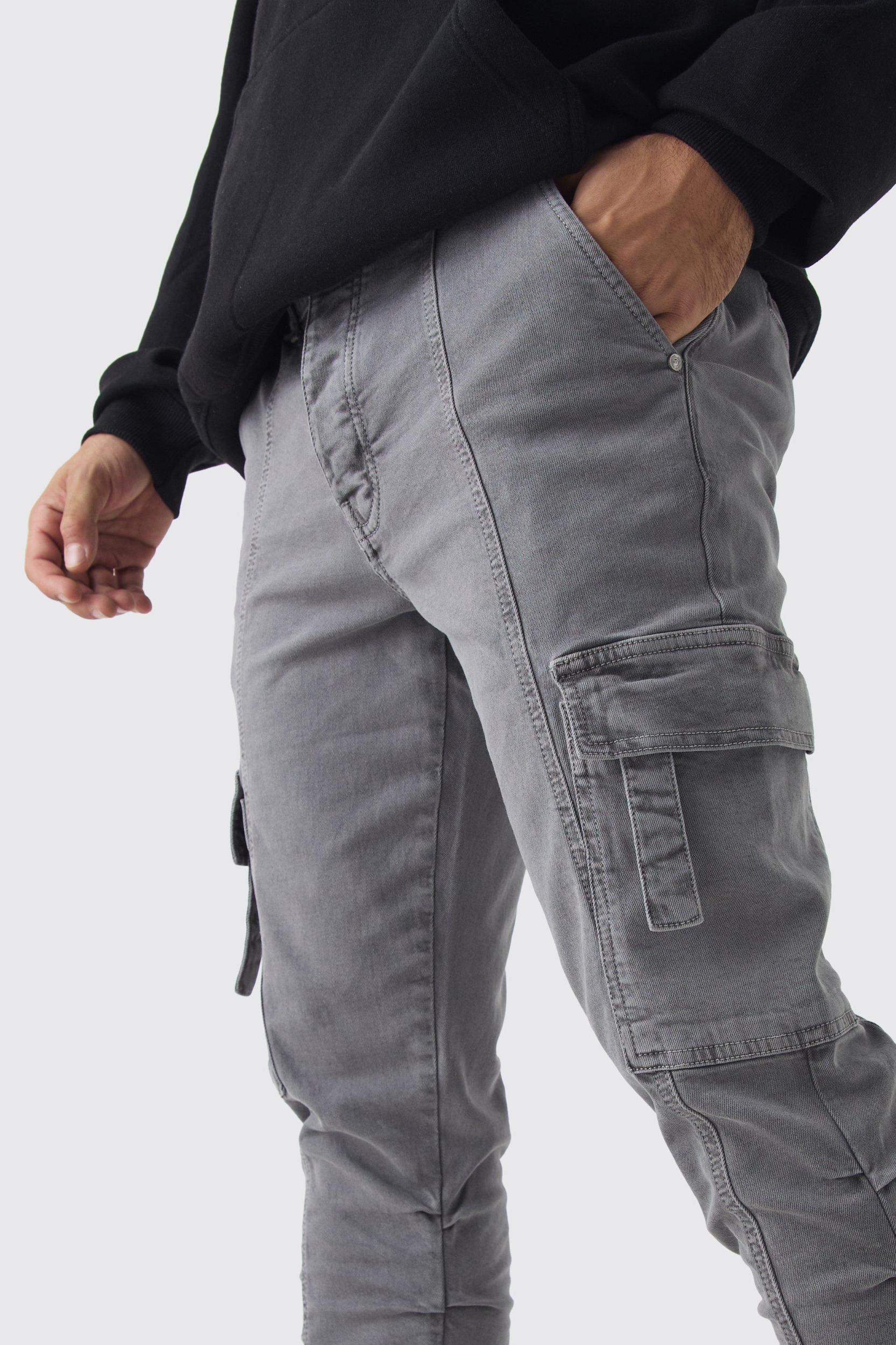 Skinny Stacked Ruched Strap Cargo Pants | boohooMAN USA Product Image