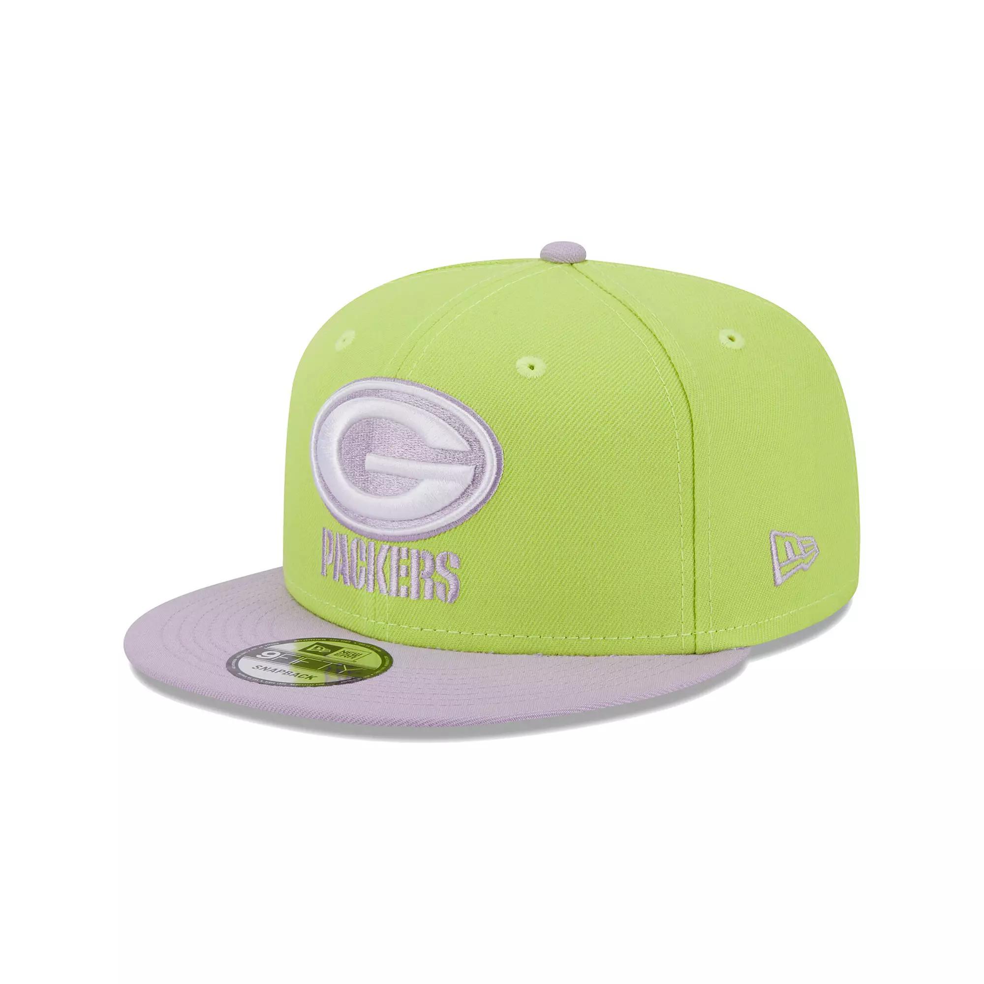 Men's New Era Neon Green/Lavender Green Bay Packers Two-Tone Color Pack 9FIFTY Snapback Hat, Brt Gr Product Image