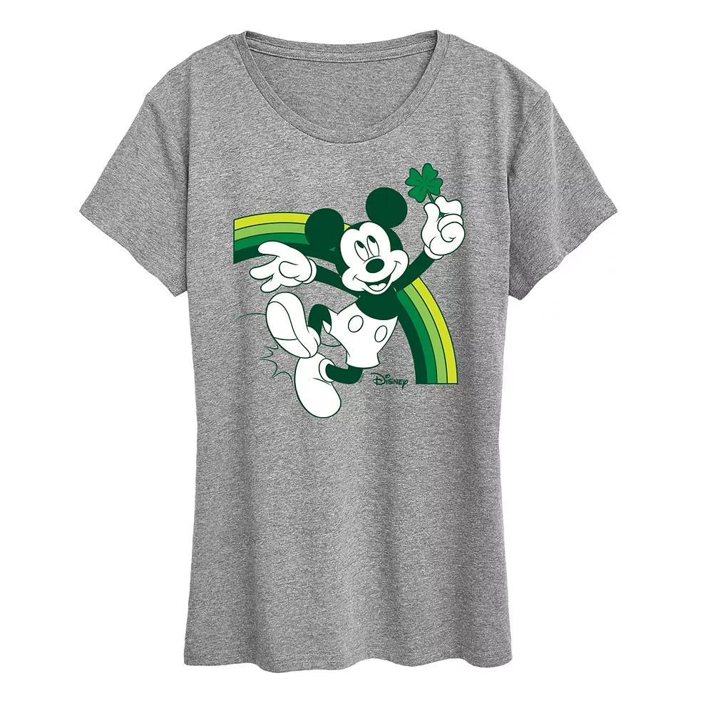 Disney's Mickey Mouse Women's Green Rainbow Graphic Tee,  Product Image