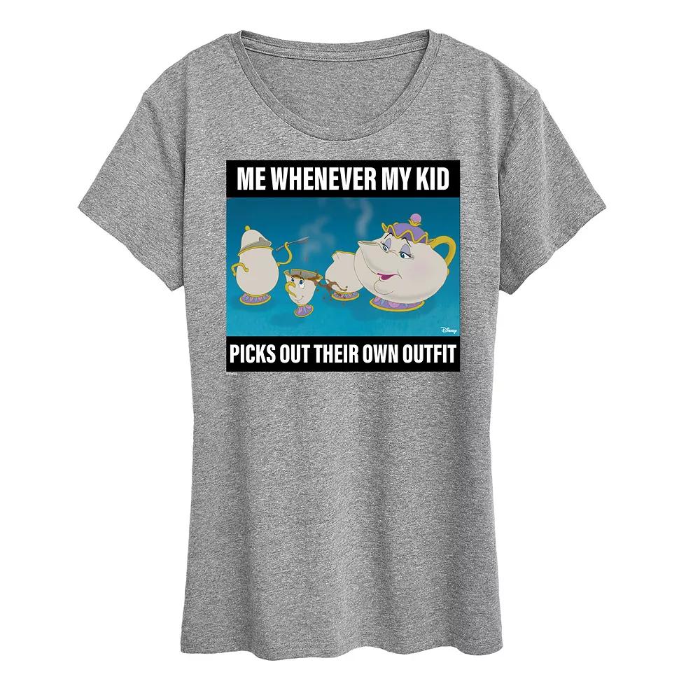 Disneys Beauty and the Beast Womens Me When Kid Picks Outfit Meme Graphic Tee Product Image
