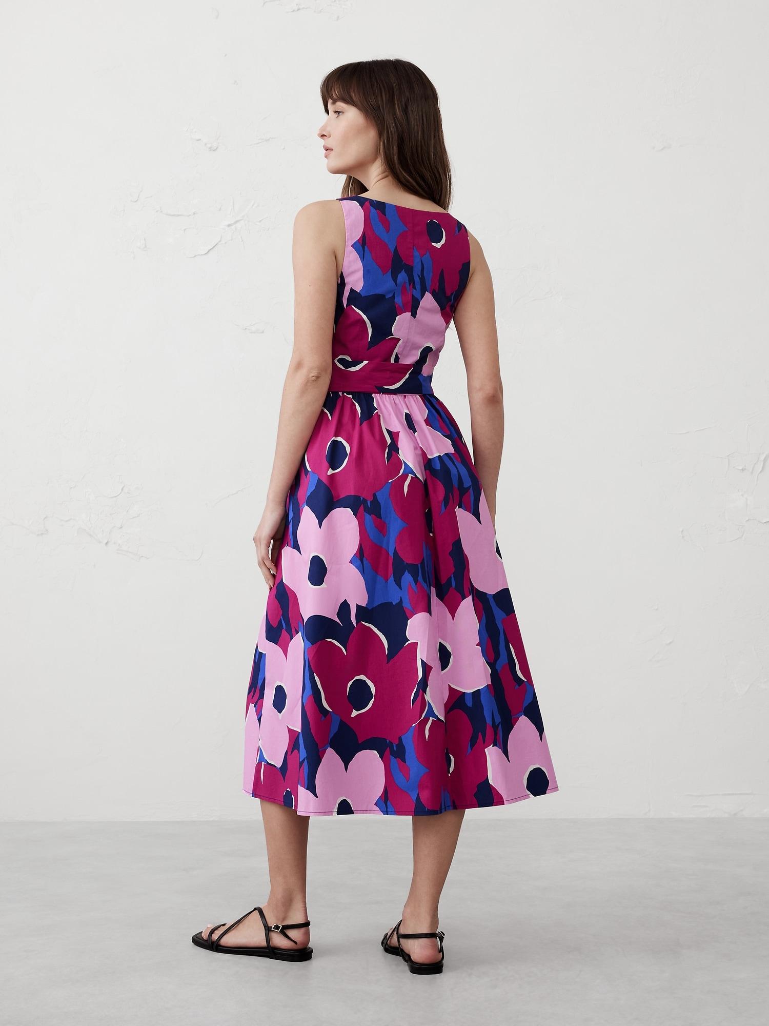 Poplin Shirred Midi Dress Product Image
