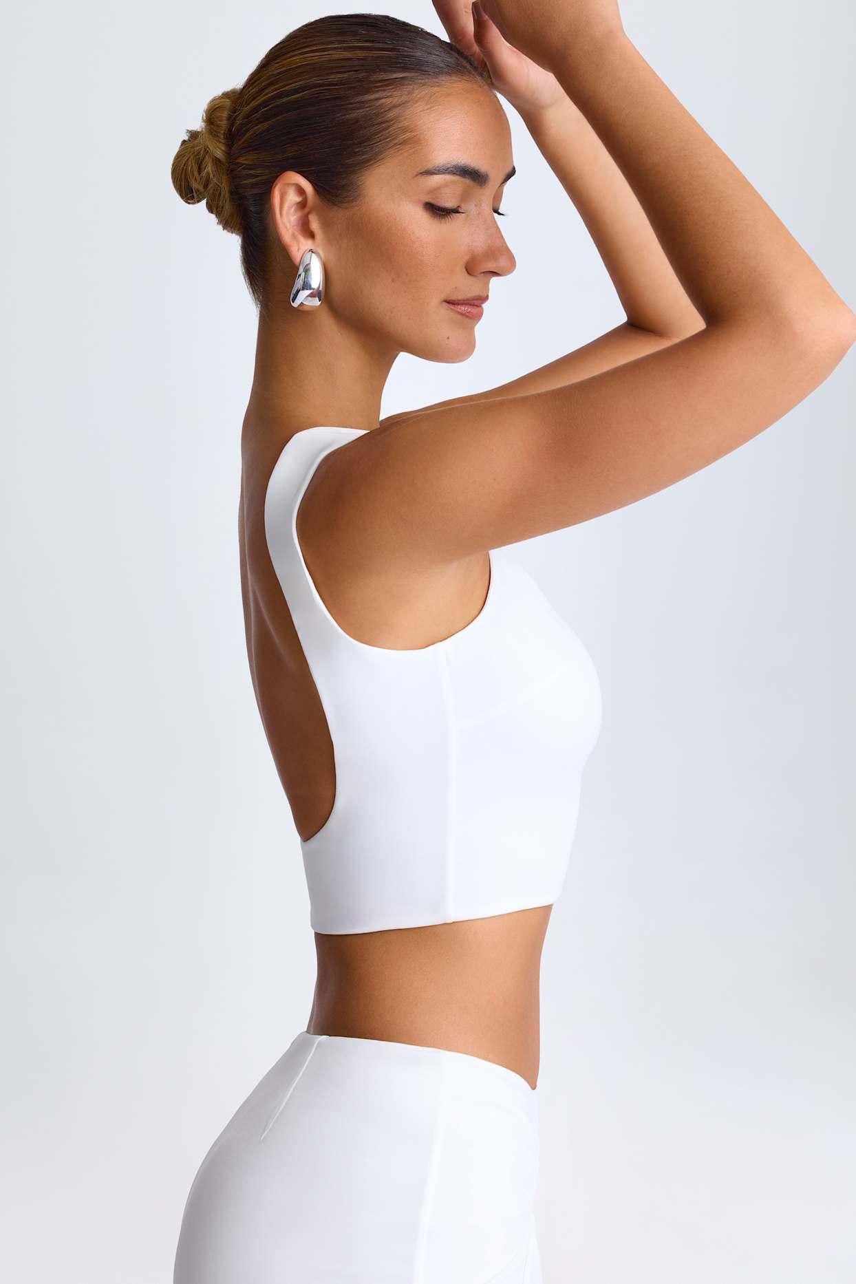 Draped Open-Back Tank Top in White Product Image