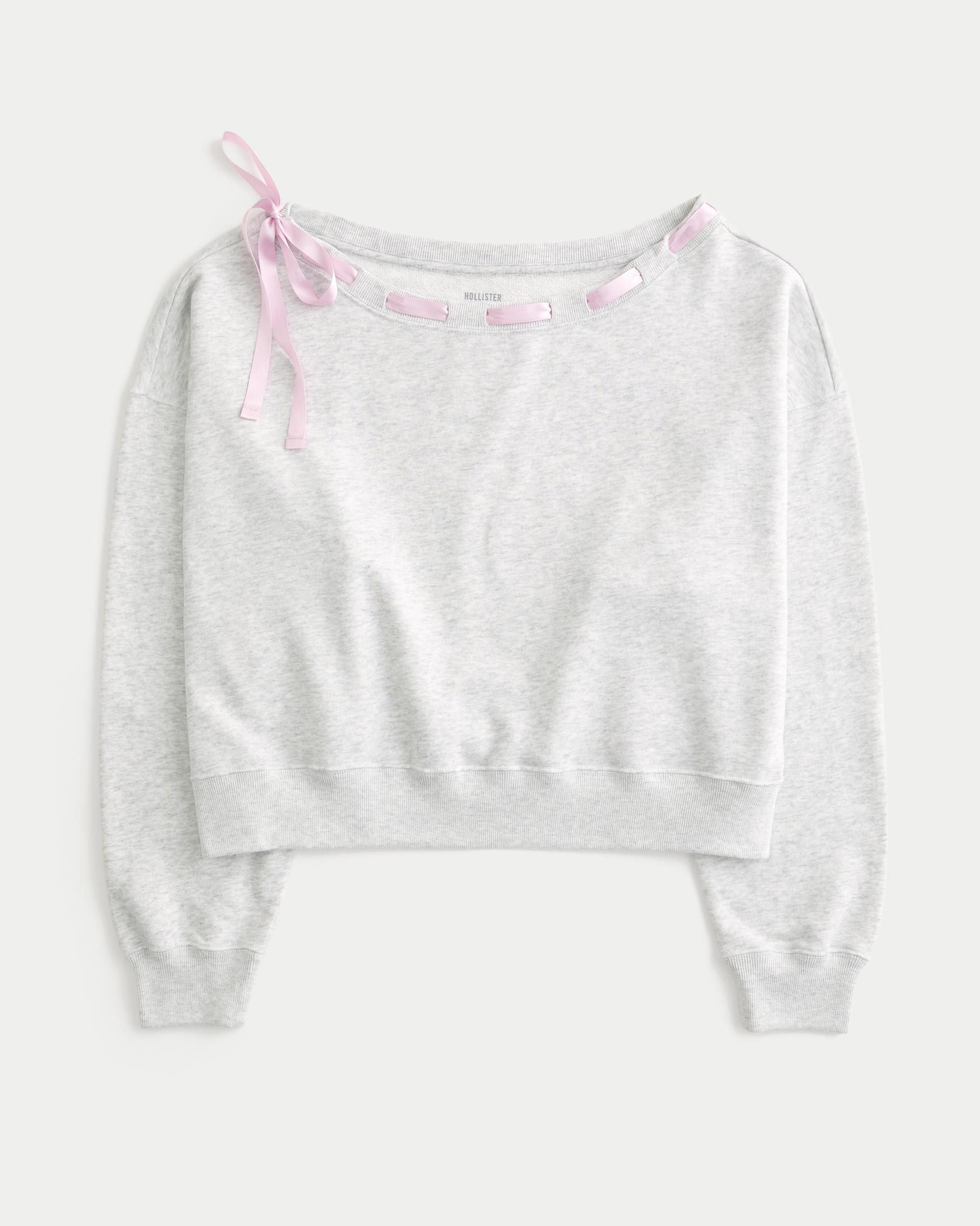Off-the-Shoulder Tie Sweatshirt Product Image